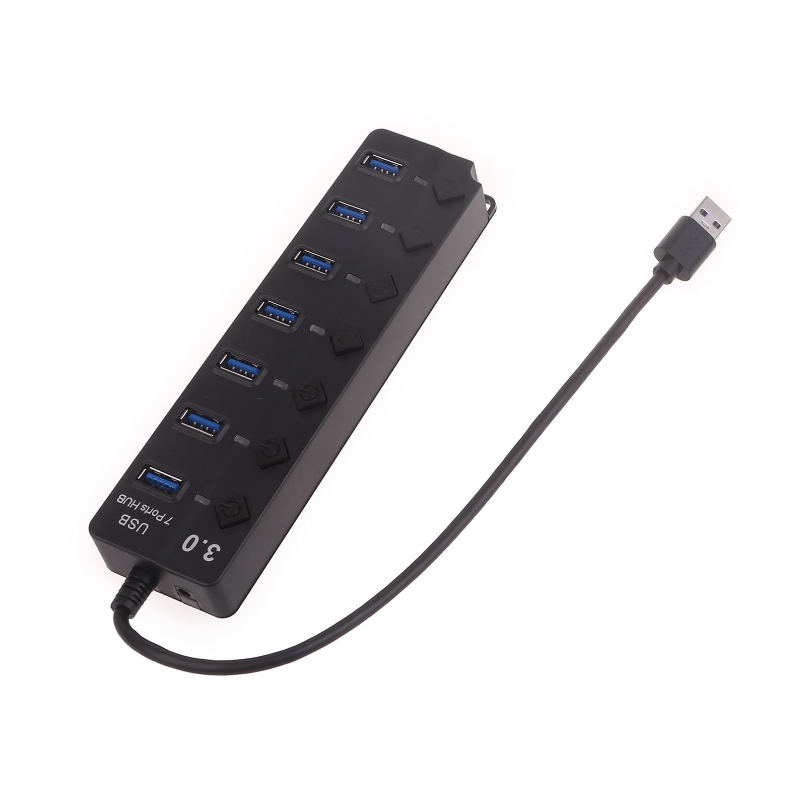 WATERBELINE 7-Port USB Hub with Individual On/Off Switches - High-Speed USB Splitter & Extension Adapter for Laptop, PC, Mac - Compact Multi-Port USB Converter for Home Office, Gaming & Travel