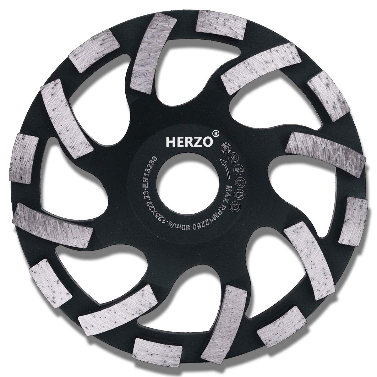 5-Inch Diamond Grinding Cup Wheel for Angle Grinder - Premium HERZO Concrete Grinding Disc for Granite, Marble, Masonry - Perfect for Construction, Renovation & DIY Projects