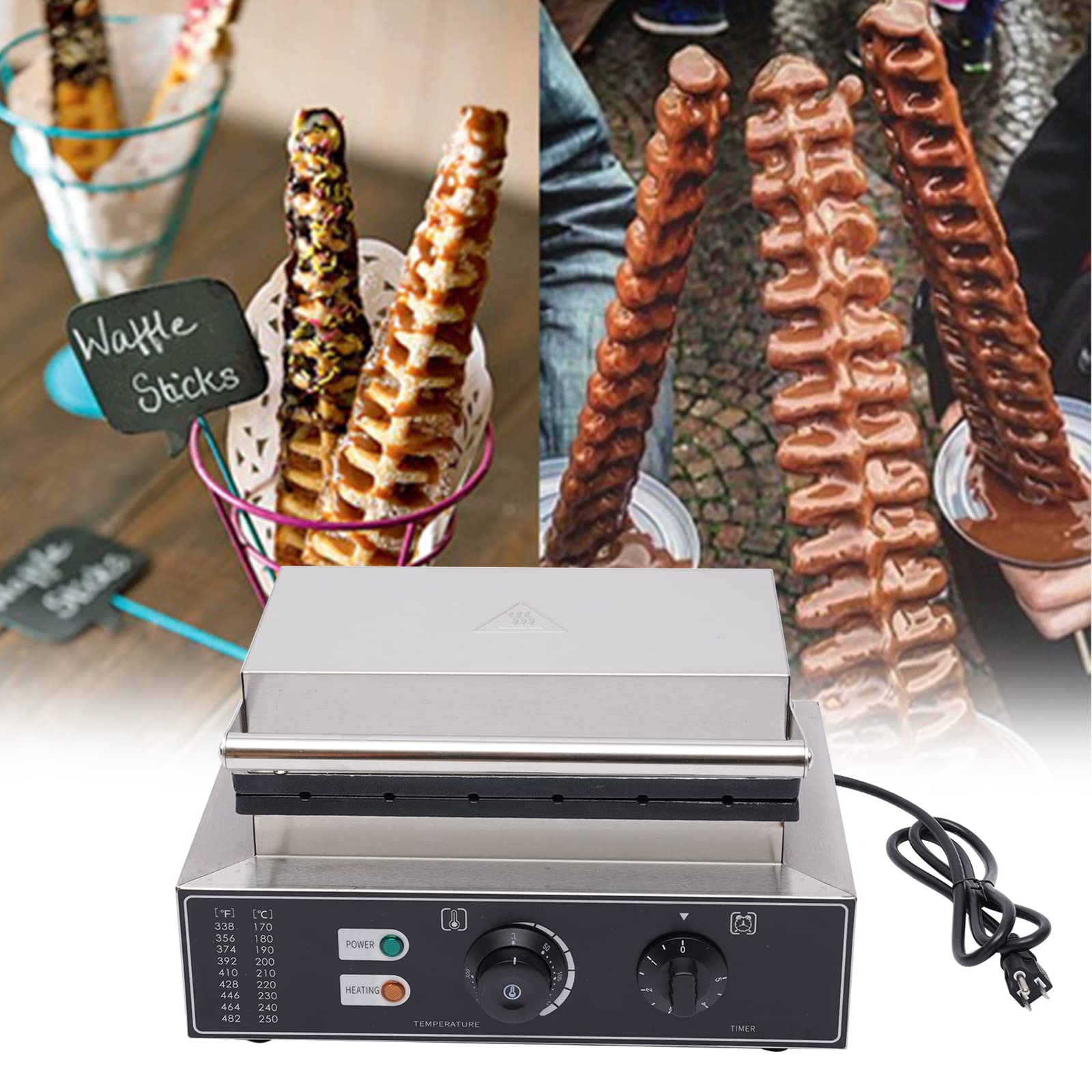 Commercial Waffle Maker Machine 110V - Electric Nonstick Belgian & Dutch Pancake Maker - Perfect for Bakery, Restaurant, Snack Bar or Home Use - Ideal for Breakfast, Brunch & Dessert Making