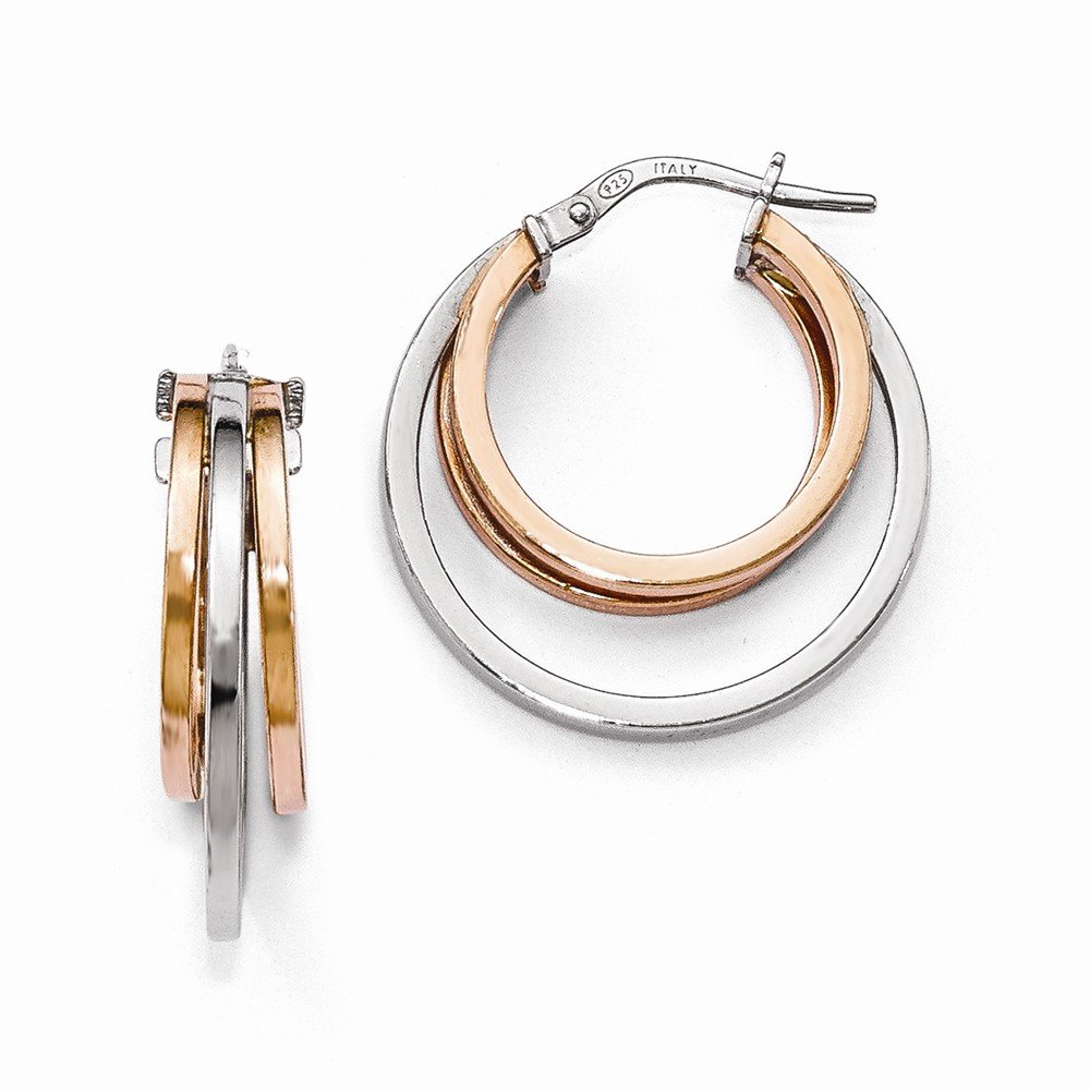Sterling Silver Rose Gold Hoop Earrings for Women - Elegant Polished Rose-tone Hoops - Perfect for Everyday Wear, Date Night & Special Occasions