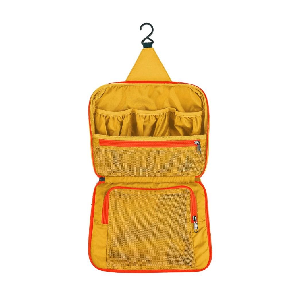 Eagle Creek PACK IT™ REVEAL Hanging Toiletry Kit - Water-Resistant Travel Organizer for Toiletries & Cosmetics (Sahara Yellow) | Perfect for Camping, Business Trips & Vacation Packing