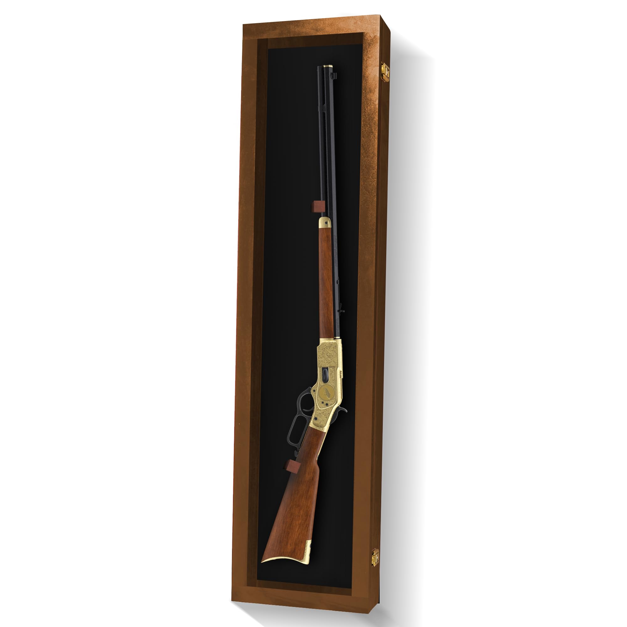 Lockable Gun Display Case for Rifles & Shotguns - Acrylic Door Wall Mount Cabinet with Sword Holder - Secure Firearm Storage for Home, Office & Hunting Lodge
