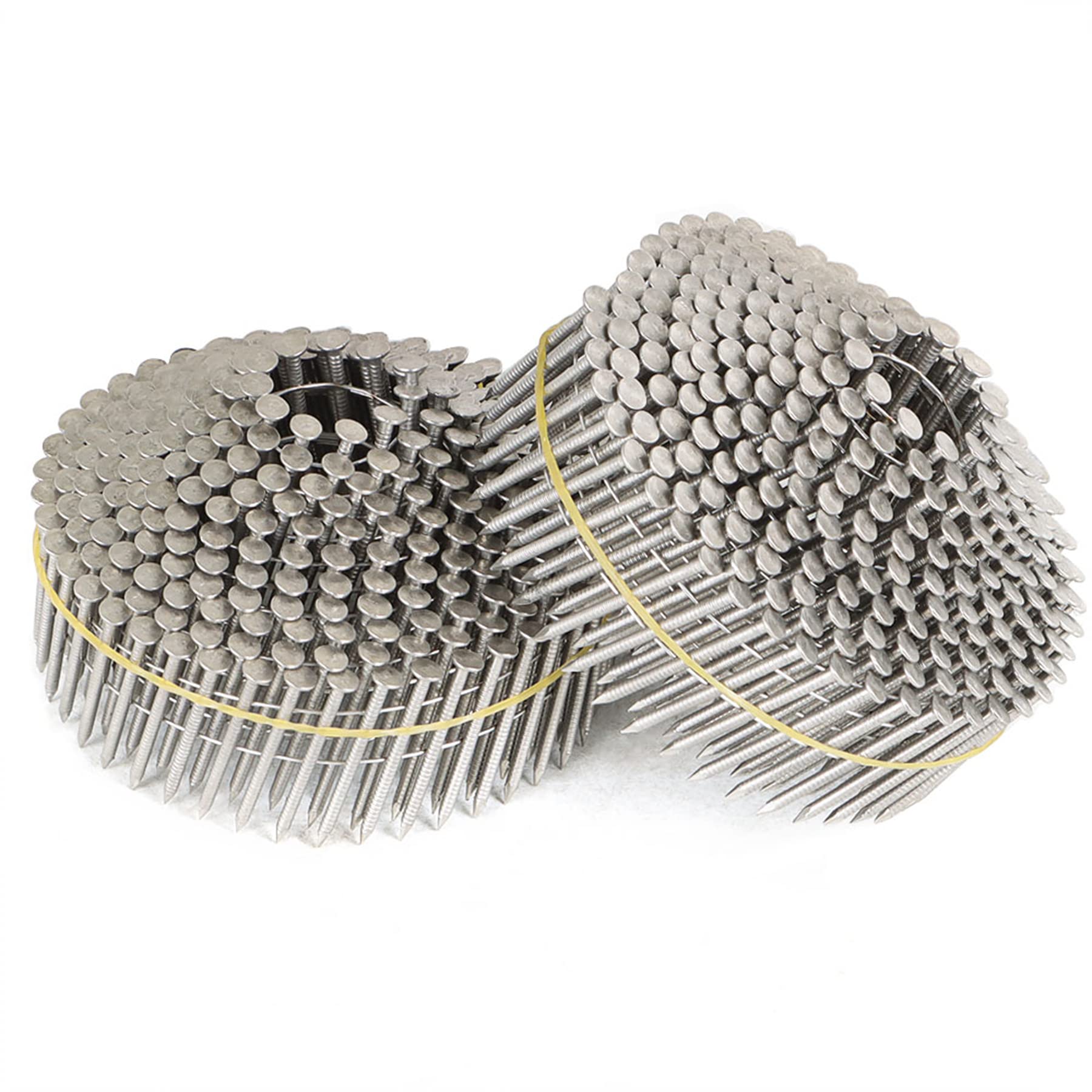 1200 Count 1-1/2-Inch x .090-Inch 15-Degree Ring Shank Stainless Steel Siding Nails - Collated Wire Coil Roofing Nails for Board Siding & Exterior Trim Installation - Perfect for Roofing, Fencing, and Wood Siding Projects