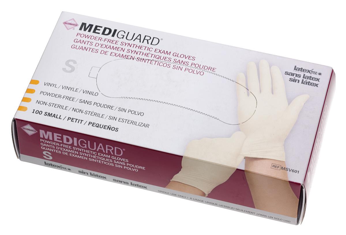 MediGuard Stretch Vinyl Exam Gloves - Latex-Free Disposable Gloves for Medical, Dental & Food Handling - 100 Count Box - Perfect for Healthcare Professionals, Tattoo Artists & Cleaning Services