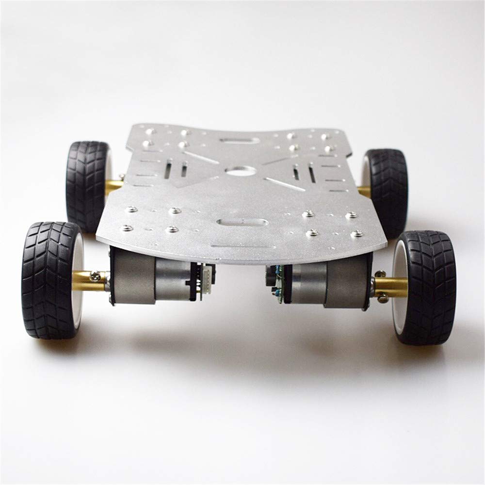 4WD Smart Robot Car Chassis Kit with 4pcs 12V DC Motors - Compatible with Arduino & Raspberry Pi - DIY Robotics Project for Beginners (Silver) | Perfect for STEM Education, Coding Practice & Home Automation Projects