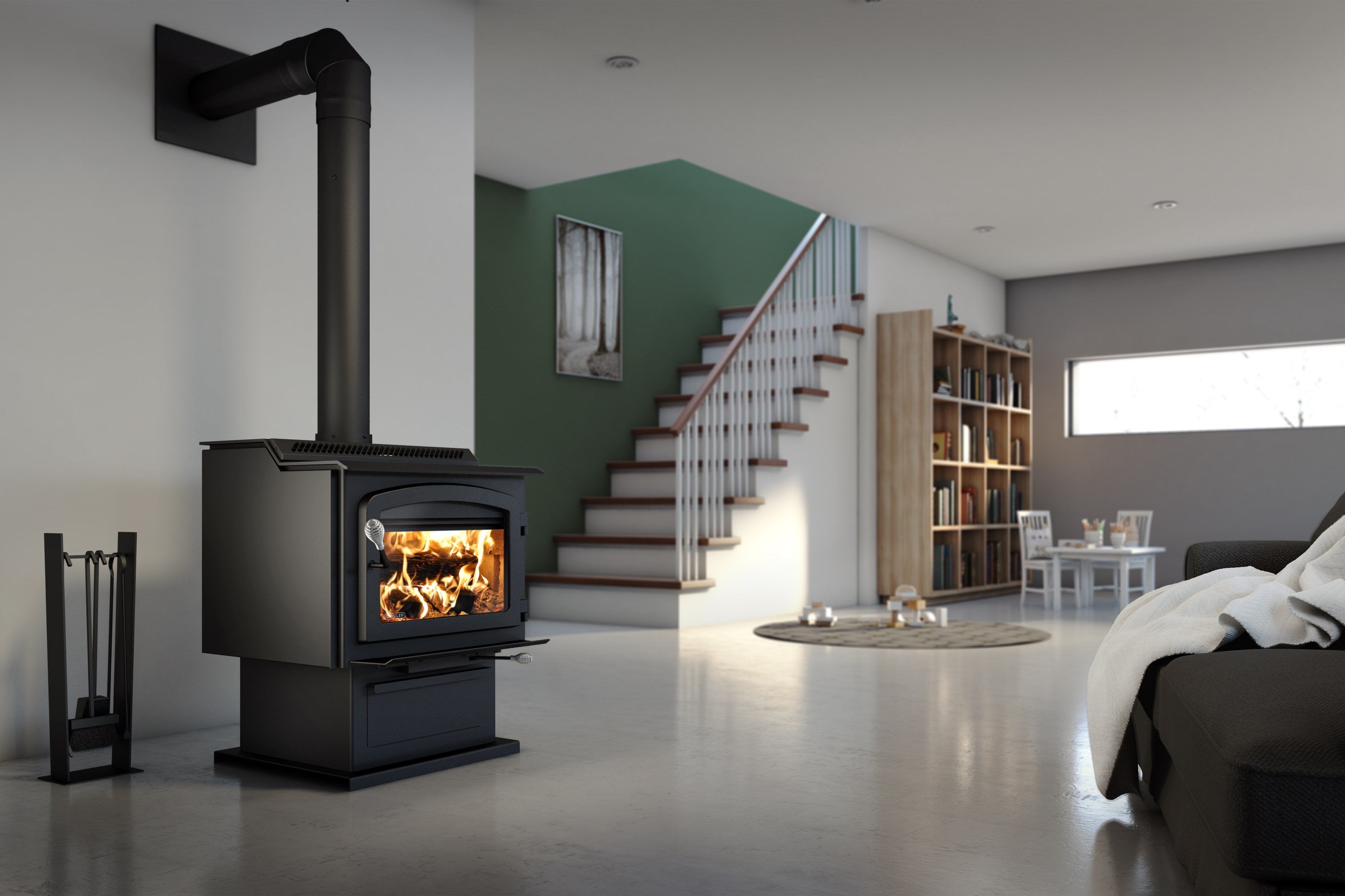 Drolet HT 3000 EPA Certified Wood Stove - Heats Up to 2,700 Sq. Ft. - Efficient & Eco-Friendly Heating for Homes, Cabins & Outdoor Living Spaces