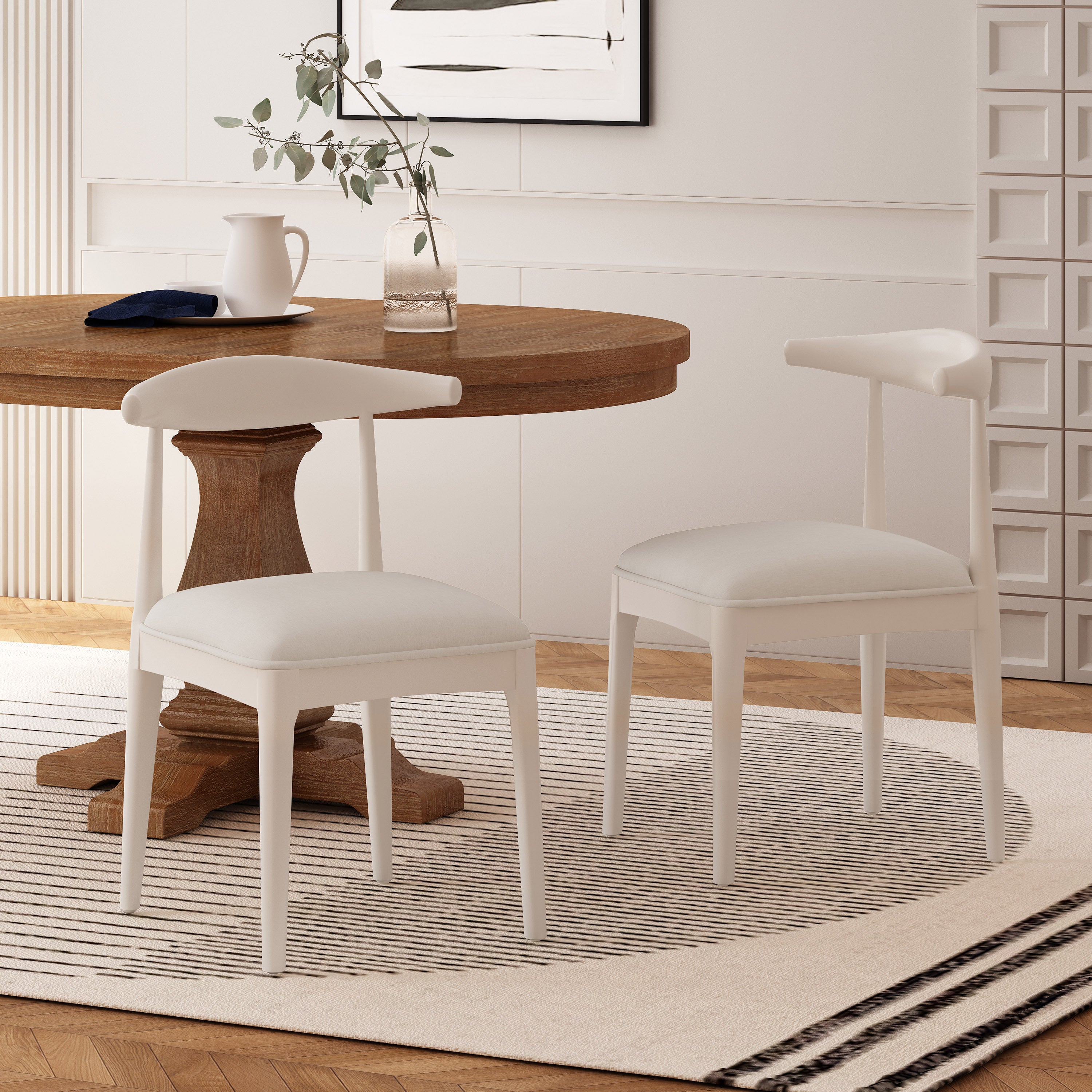 Modern Dining Chairs Set of 2 - Comfortable Kitchen Chairs with Padded Seat - Perfect for Dining Room, Kitchen, Breakfast Nook & Small Spaces