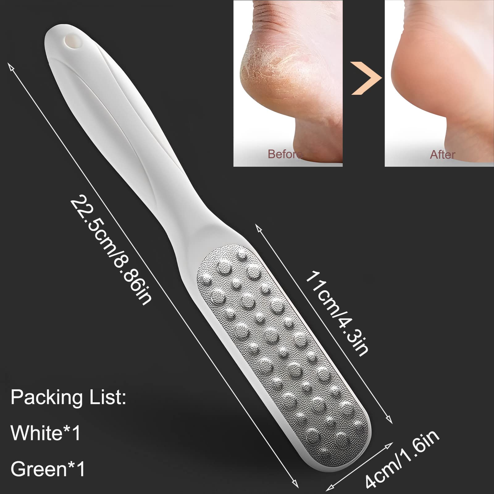 2 Pack Double Sided Callus Remover & Foot File - Multidirectional Heel Scraper for Cracked Skin & Hard Corns Removal - Pedicure Tool for Smooth Soft Feet (Perfect for Home Spa & Professional Salon Use)