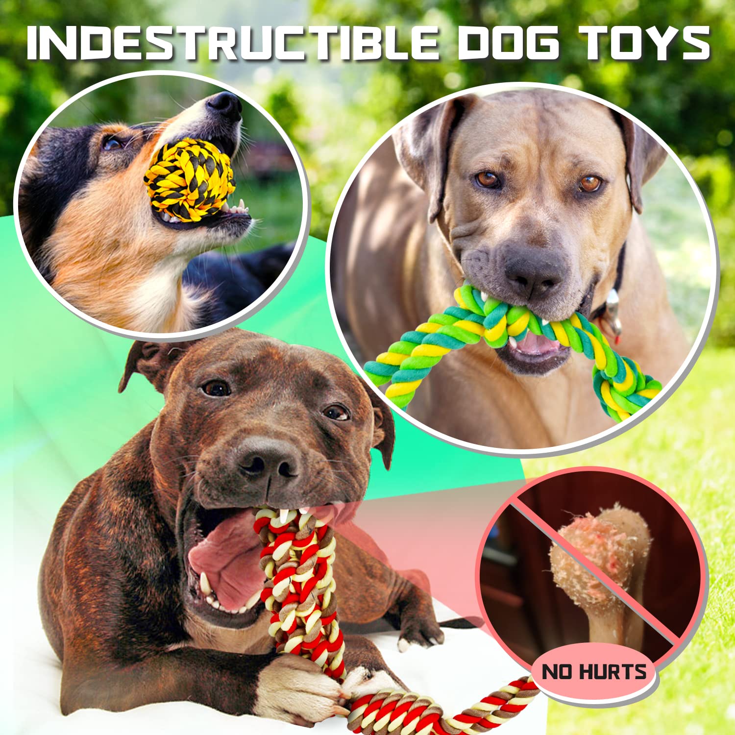 SHARLOVY XL Indestructible Dog Chew Toys - 14 Pack Tough Chewing Toys for Aggressive Chewers & Large Breed Dogs | Durable Puppy Teething Toys with Heavy Duty Cotton Rope | Perfect for Training, Boredom Relief & Dental Health