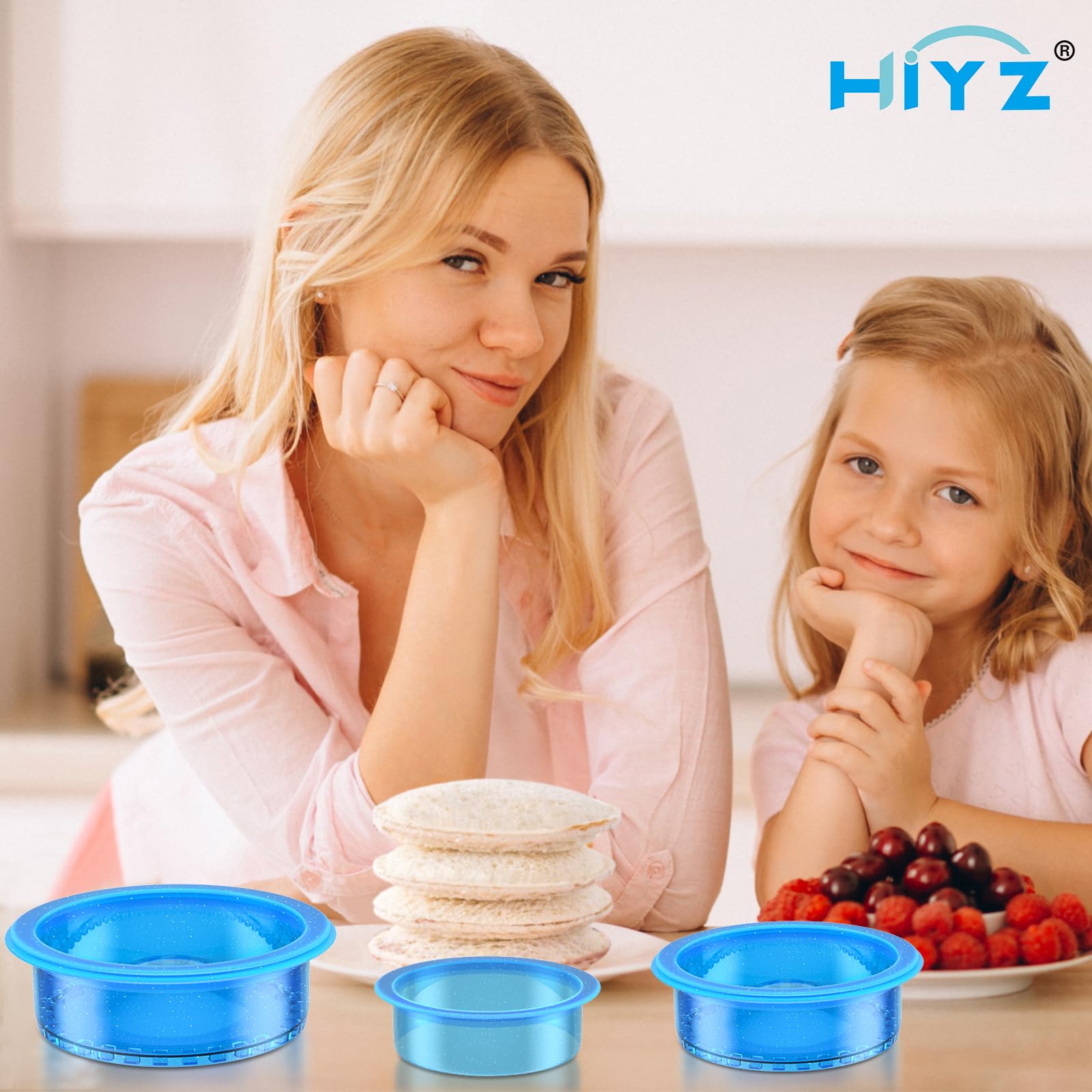 HiYZ Glitter Sandwich Cutter and Sealer Set - 5 PCS Crustless Sandwich Maker for Kids - Peanut Butter & Jelly Cookie Cutter with Sparkling Design - Perfect for School Lunches, Parties and Fun Snack Time