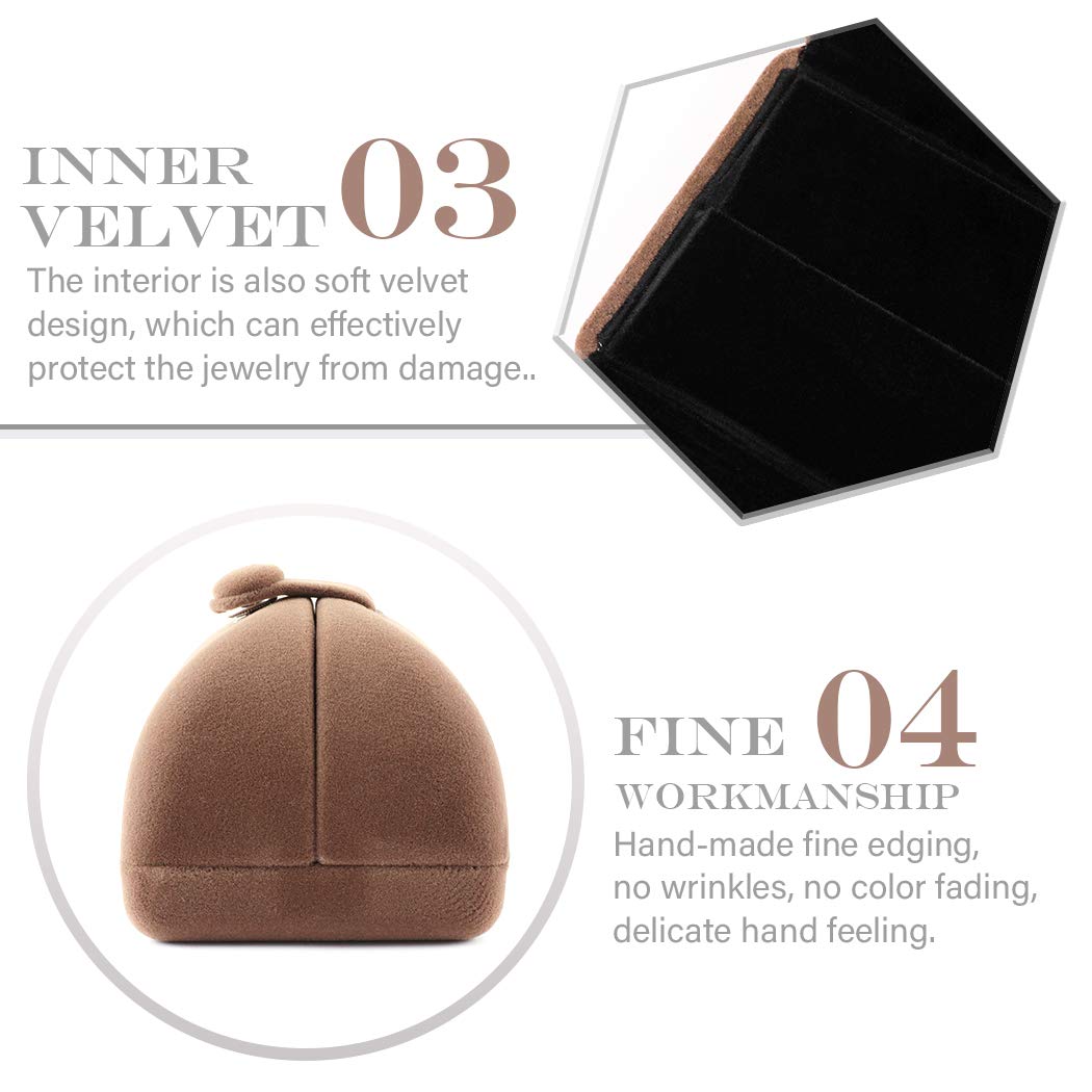 iSuperb Brown Velvet Ring Box - Premium Engagement Jewelry Gift Box for Wedding Proposals, Christmas & Anniversary Gifts - Perfect for Romantic Moments & Special Occasions