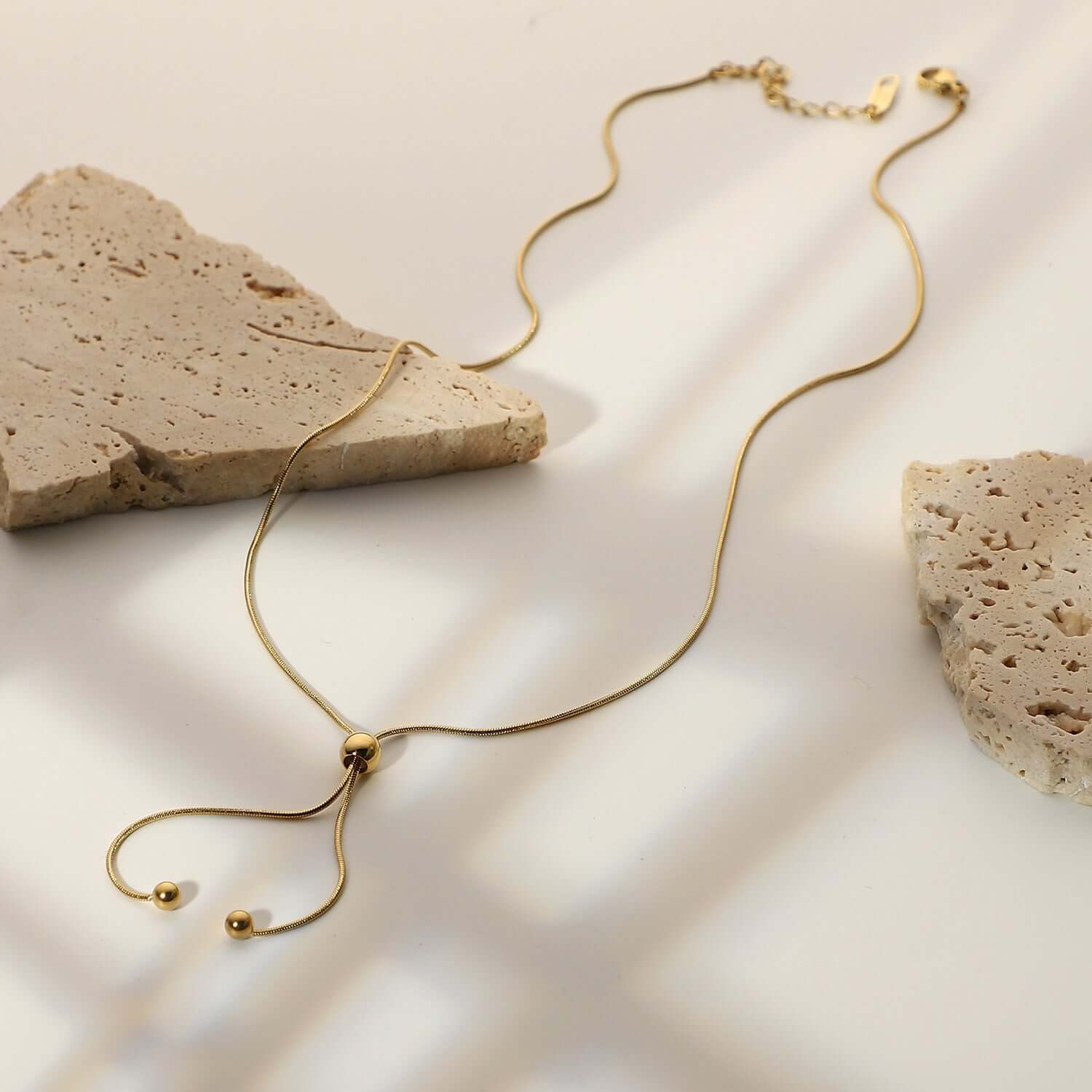 18K Gold Lariat Slider Chain Necklace for Women - Adjustable Length, Dainty & Elegant Jewelry Gift for Her - Perfect for Date Night, Wedding, Anniversary & Special Occasions