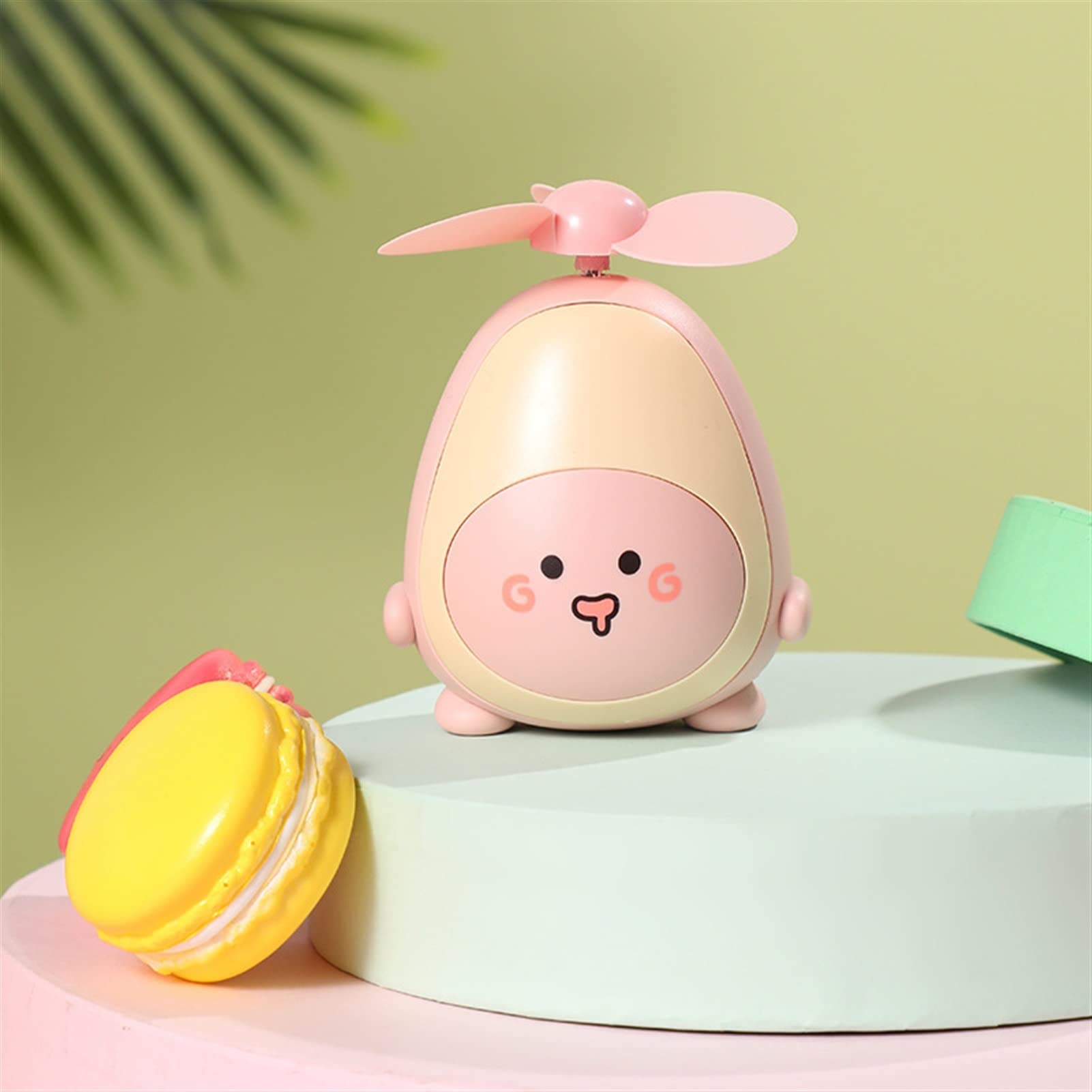 NP Creative Cute Avocado USB Handheld Fan - Portable Mini Fan for Kids with Rechargeable Battery, Pink Small Personal Fan for Summer Outdoor Travel, School, Camping & Office (6.6x5.4x8.4cm)