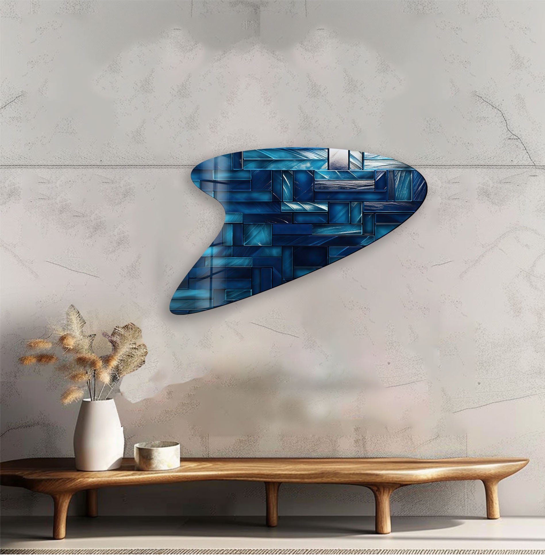 Blue Mosaic Glass Tiles for Wall Decor - Handmade Artisan Glass Mosaic Wall Art for Kitchen Backsplash, Bathroom, and Living Room Accent Wall