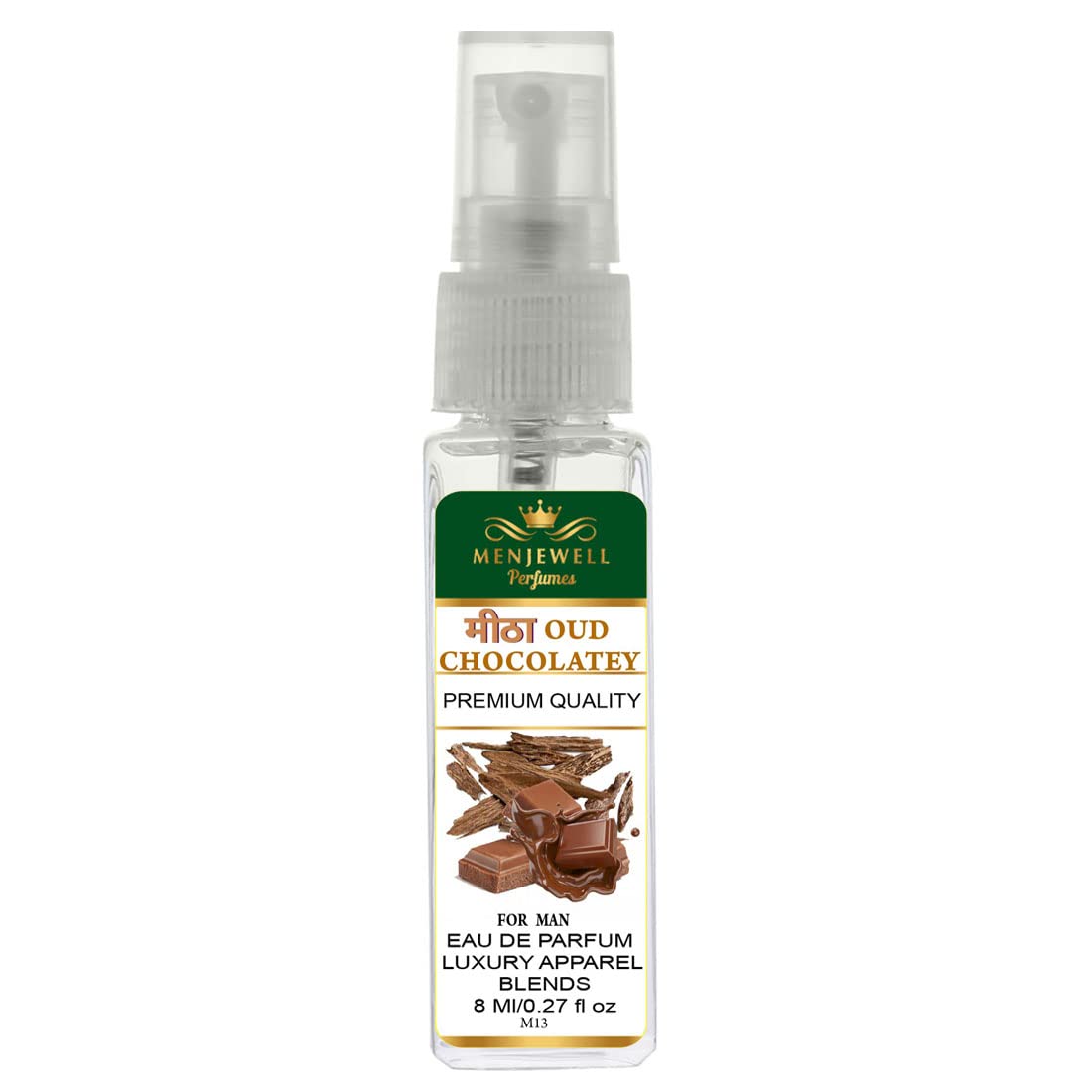 Menjewell Mitha Oud Chocolaty Eau De Parfum for Men - 8ml Luxury Fragrance | Woody Chocolate Scented Cologne | Perfect for Date Nights & Special Occasions