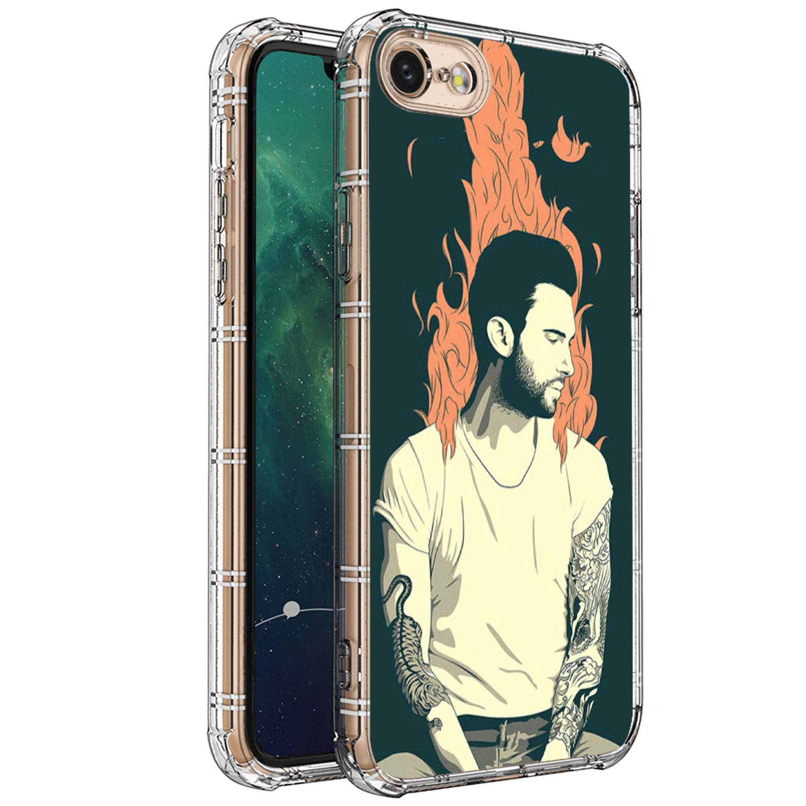 Premium Clear iPhone 8 Plus Case with Stylish Flame Design - Shockproof TPU Bumper Protective Cover for Apple iPhone 8 Plus/7 Plus - Perfect for Daily Use, Travel & Outdoor Activities