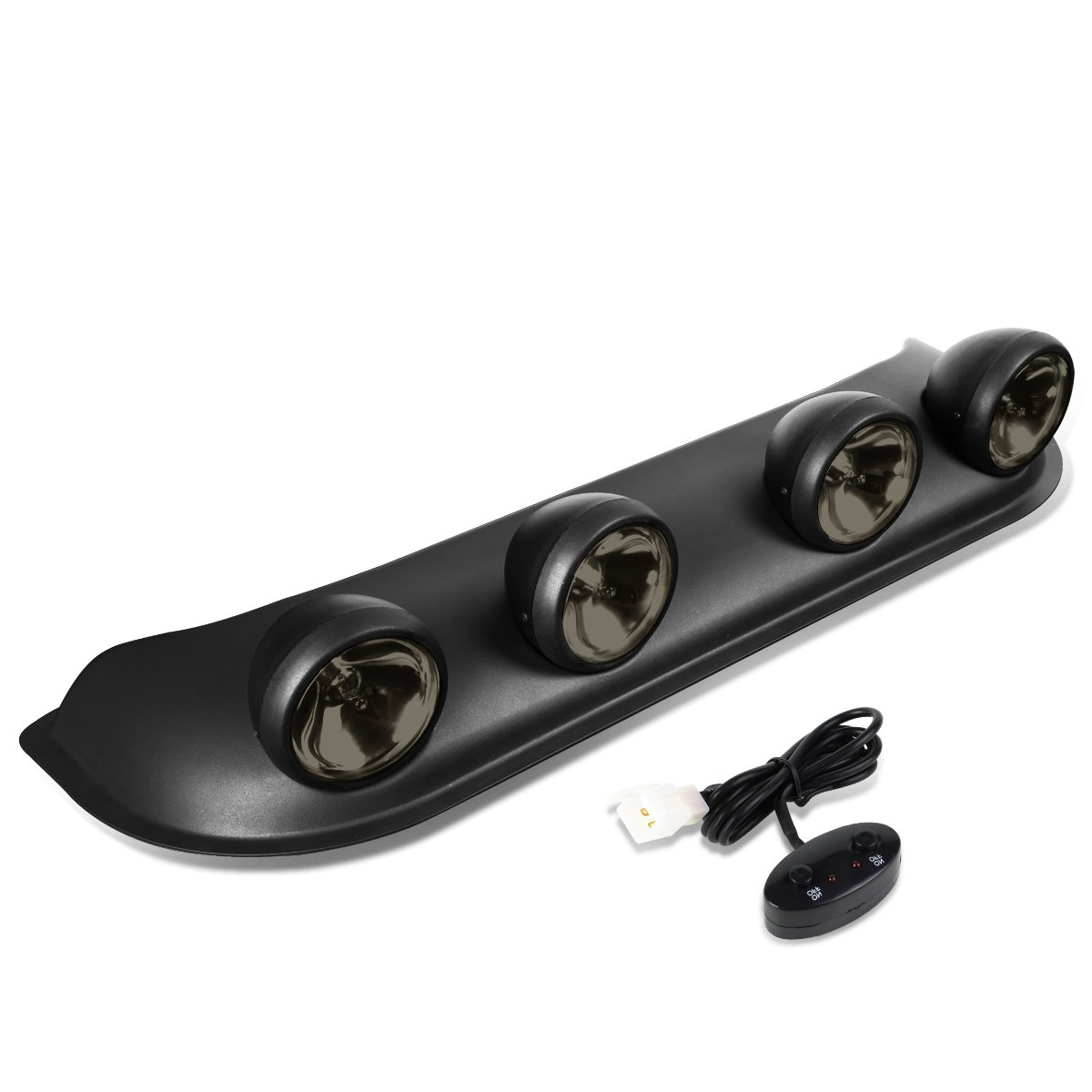 DNA MOTORING FL-ZTL-249-SM Universal Smoked Lens Roof Mounted LED Fog Light Kit with Switch - Waterproof Off-Road Lighting for Trucks, SUVs, ATVs & Jeeps