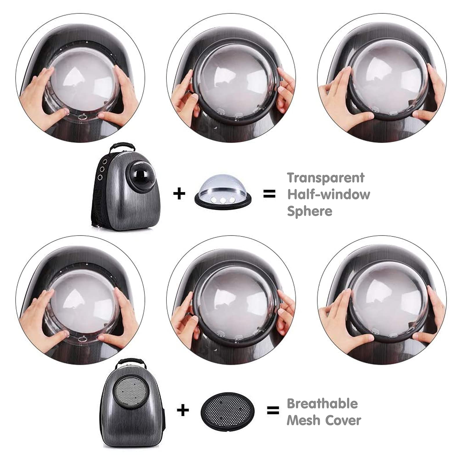 Breathable Pet Carrier Backpack for Cats & Small Dogs - Portable Space Capsule Design with Double Zipper & Adjustable Shoulder Straps | Ideal for Air Travel, Hiking, and Vet Visits