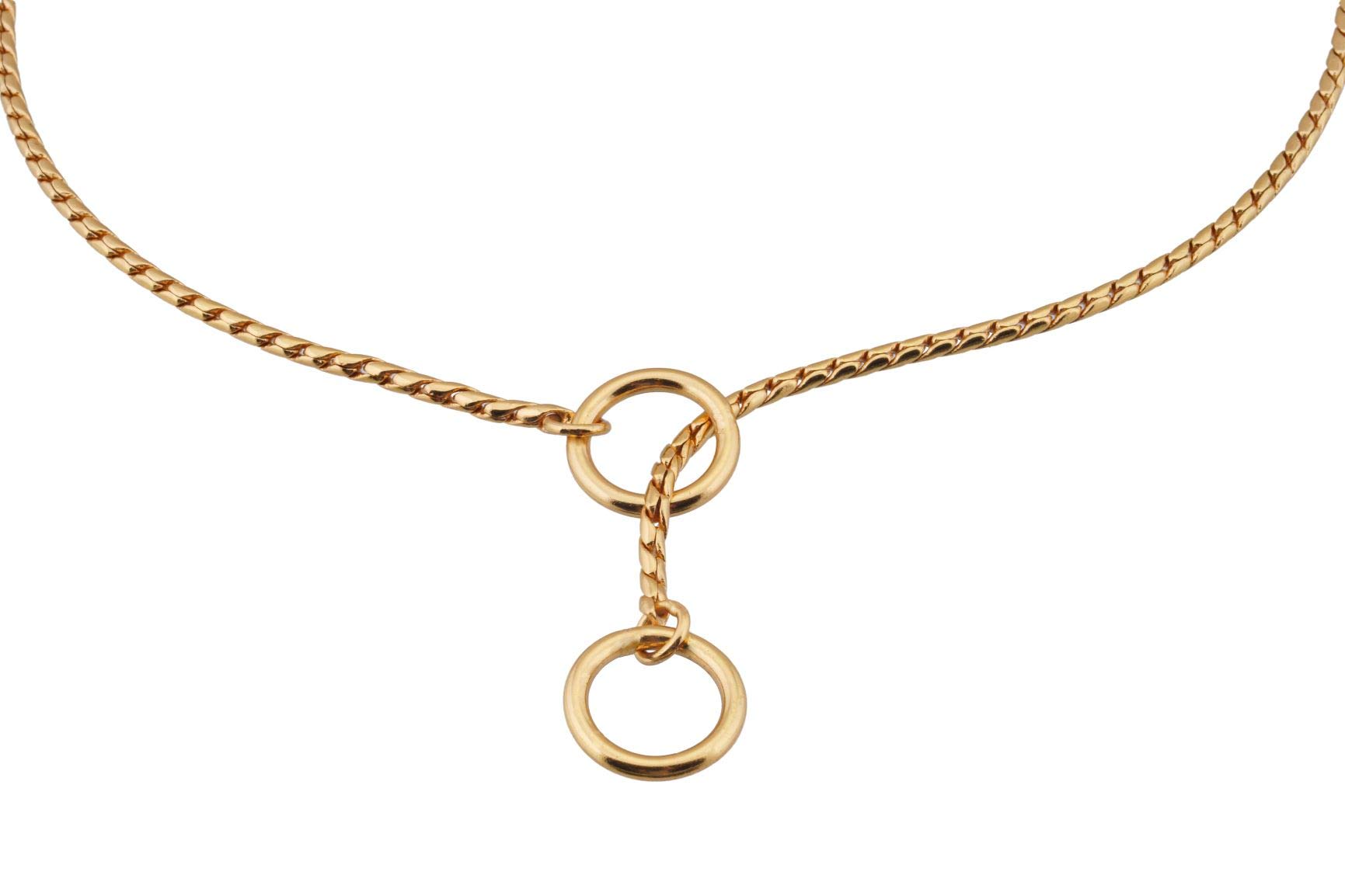 Alvalley Premium Brass Snake Chain Dog Collar - Adjustable Slip Collar for Toy, Small, Medium, Large & XL Dogs - Gold 24