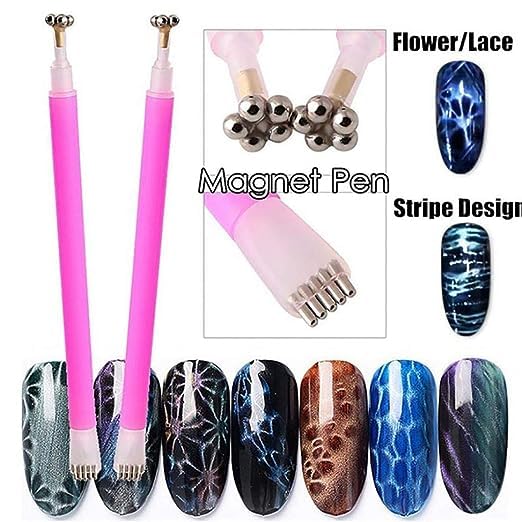 BANIRA Double Head Flower Design Nail Magnet Tool Set - Strong Magnet Stick & Pens for Cat Eye Gel Polish Nail Art | Professional Manicure Kit for Salon & Home Use
