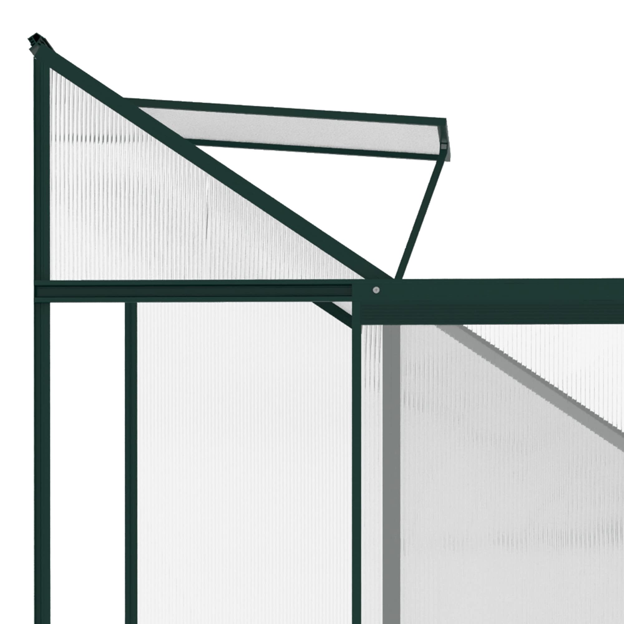 Outsunny 6x4x7 FT Walk-in Polycarbonate Greenhouse Kit with Aluminum Frame, Sliding Door & Roof Vent - Lean-to Hot House for Gardening, Plant Growing & Backyard Greenhouse - Perfect for Small Gardens, Balconies & Urban Farming