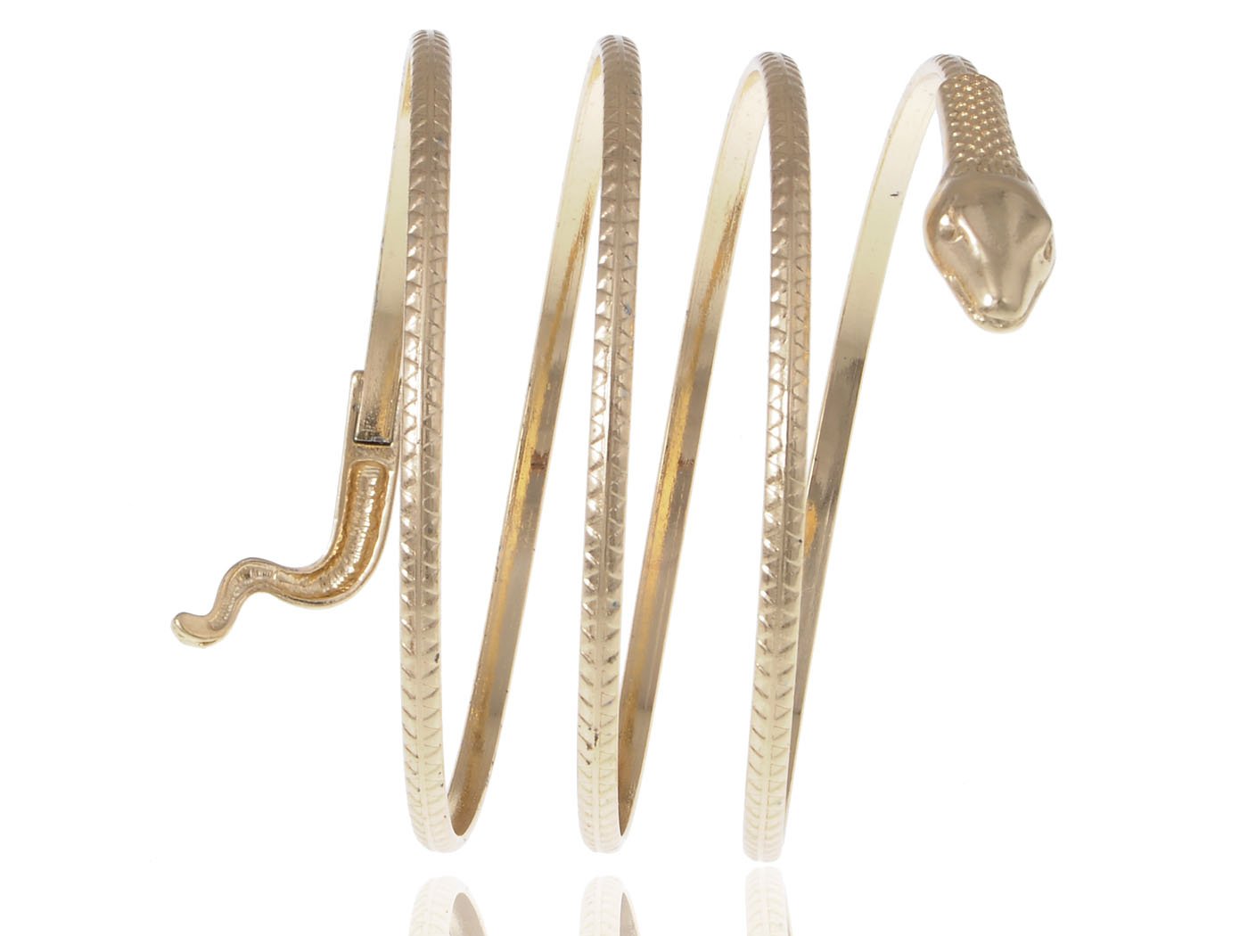Alilang Gold Tone Egyptian Spiral Snake Wrap Around Arm Cuff Coil Bangle Bracelet - Vintage Boho Jewelry for Women, Perfect for Festival, Party & Everyday Wear