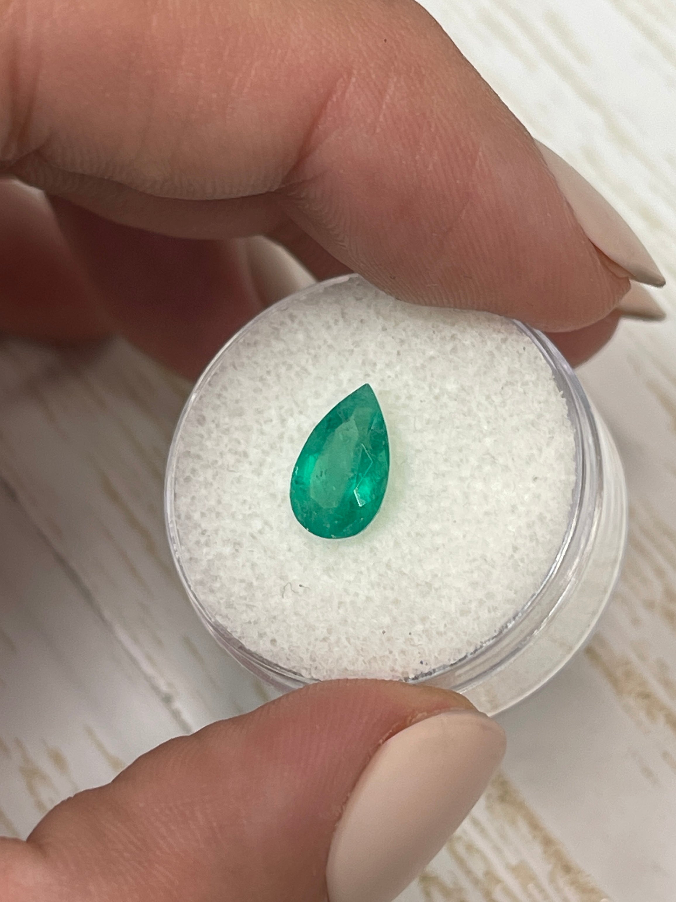 1.62 Carat Vivid Green Natural Loose Colombian Emerald Pear Cut Gemstone for Jewelry Making, Engagement Rings & Luxury Gifts