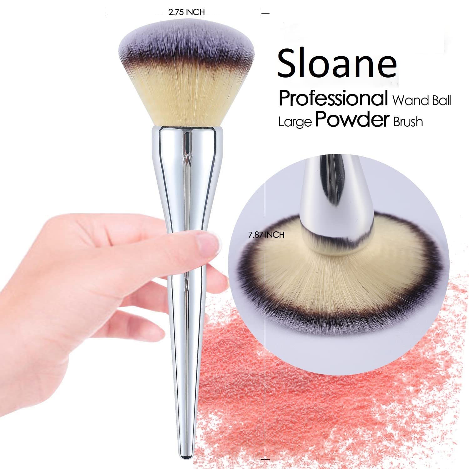 Premium Sloane Large Powder Foundation Brush - Fluffy Synthetic Kabuki Makeup Brush for Pressed & Loose Powder, Liquid Foundation - Perfect for Blending, Buffing & Full Coverage - Ideal for Professional Makeup Application & Everyday Beauty Routine