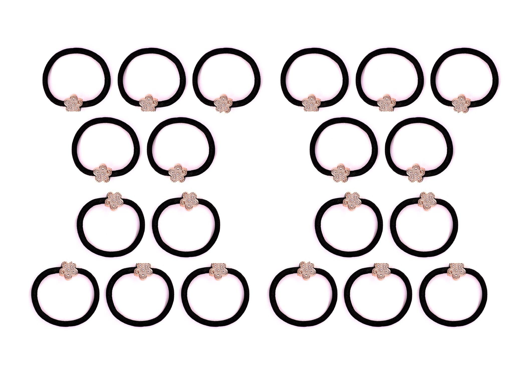 **Shipaara Soft Rubber Elastic Hair Ties - Black Hair Ropes with Tiny Silver Stones, 30pcs for Baby, Kids & Girls - Perfect for School, Parties & Everyday Styling**