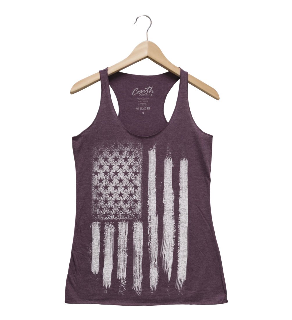 Women's USA Flag Racerback Tank Top - Patriotic Distressed Style for Summer Outfits
