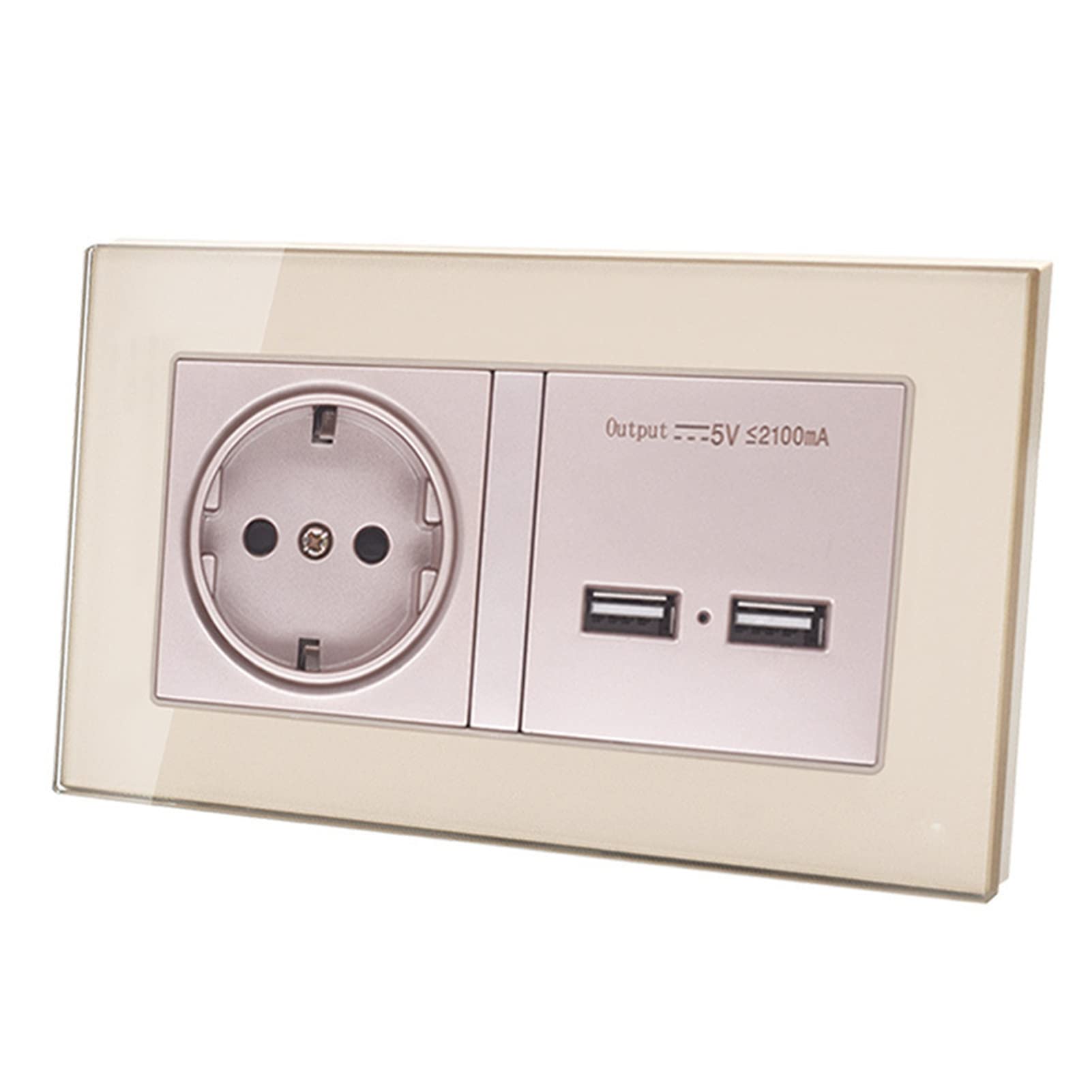 13A EU German Standard Dual USB Wall Socket with 5V Charging Ports - Smart Home Electrical Outlet for Bedroom, Kitchen & Office Use