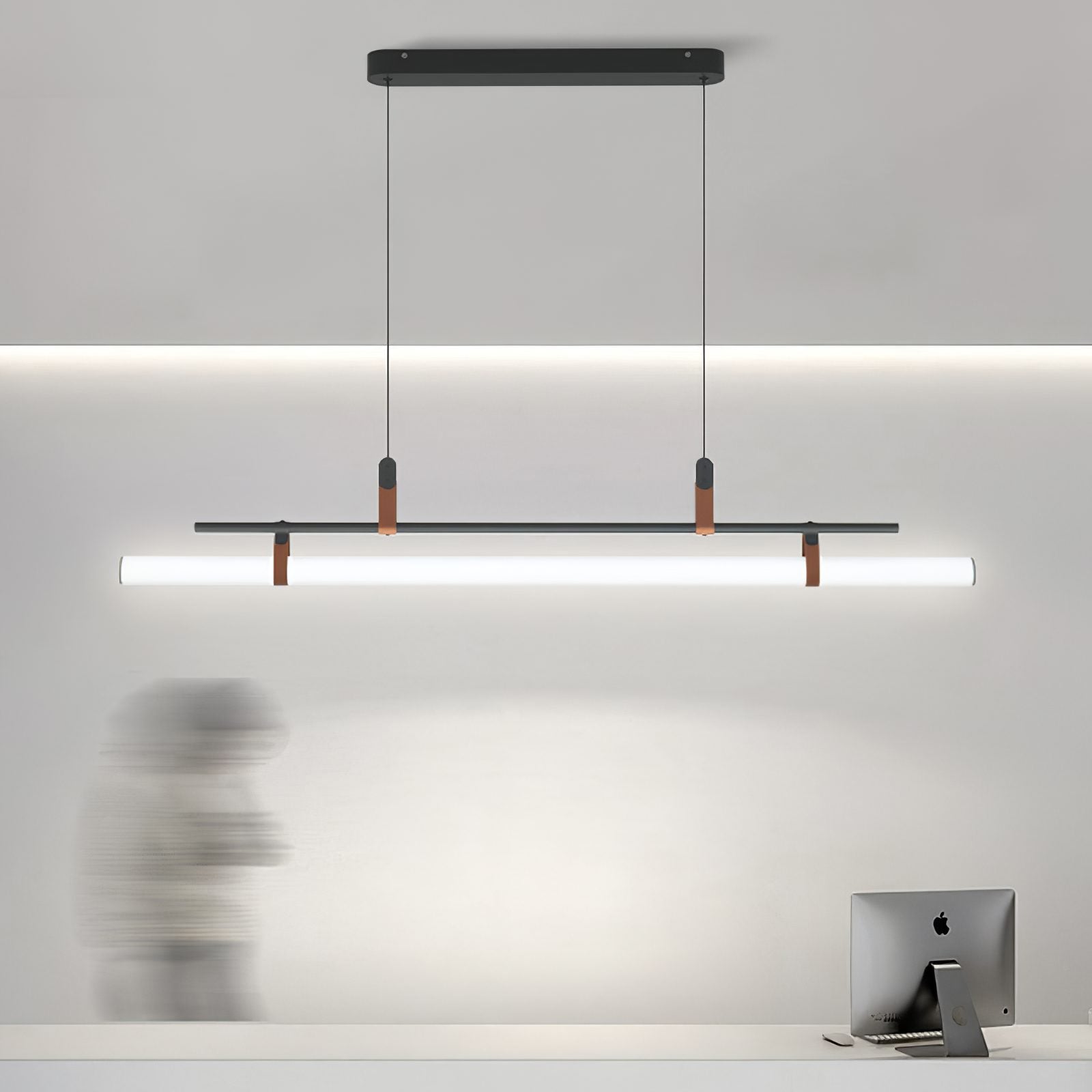Modern Eden Linear Pendant Light - Sleek Minimalist Hanging Fixture for Kitchen Island, Dining Room & Bedroom Lighting - Adjustable LED Chandelier for Contemporary Home Decor