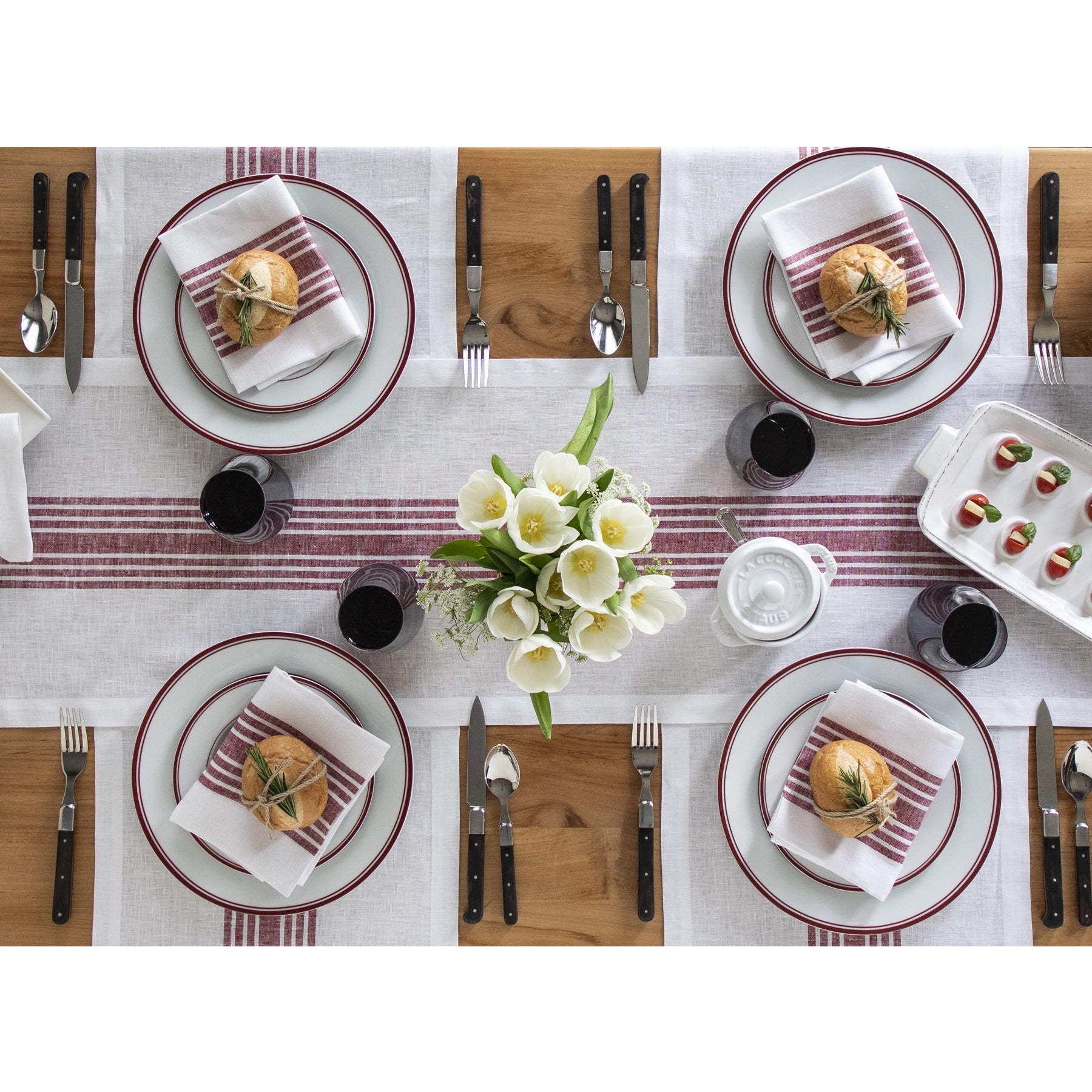Rustic Farmhouse Table Runner - Cotton Linen Blend for Dining Room Decor - Perfect for Thanksgiving, Christmas & Everyday Use