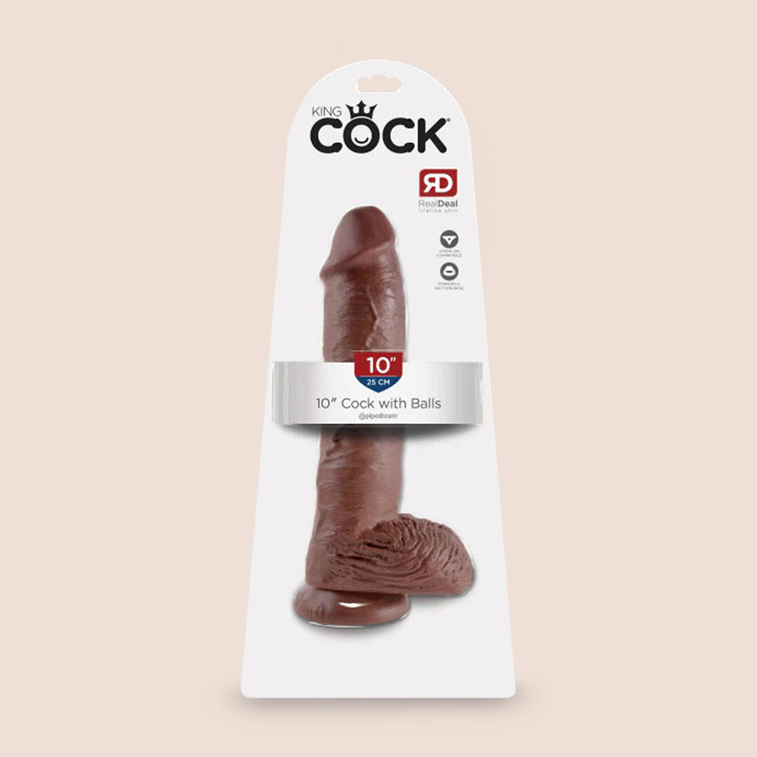 King Cock Ultra Realistic 10 Inch Dildo with Balls - Lifelike Adult Toy for Couples Play & Solo Pleasure