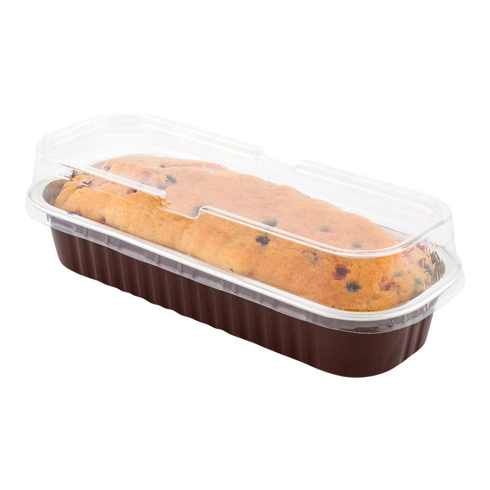 7 oz Rectangle Aluminum Coffee Loaf Pan with Plastic Dome Lid - 6.5