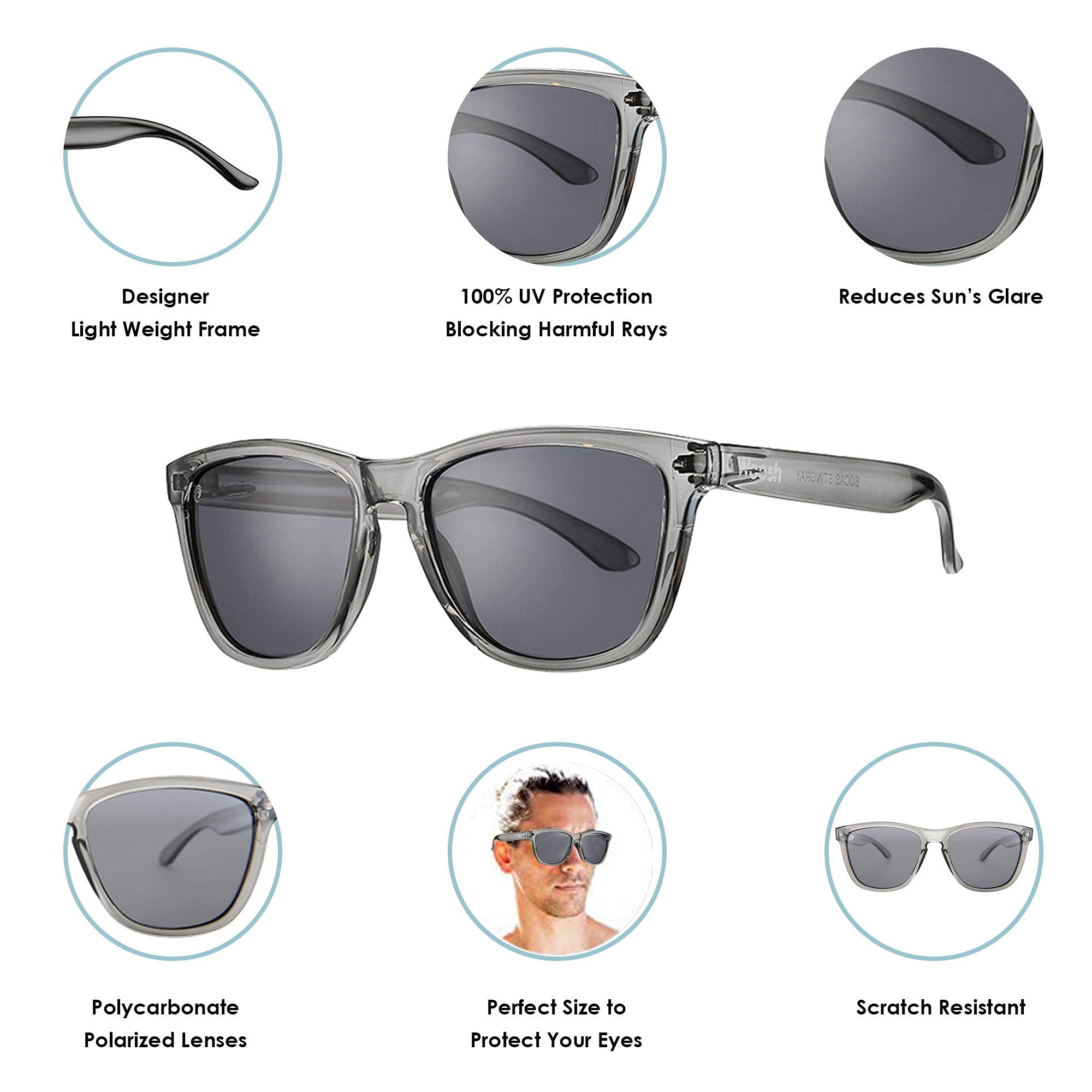 Polarized Lightweight Sunglasses for Men & Women - UV Protection Unisex Shades for Fishing, Running, Beach & Outdoor Sports | Perfect for Driving, Hiking & Summer Activities