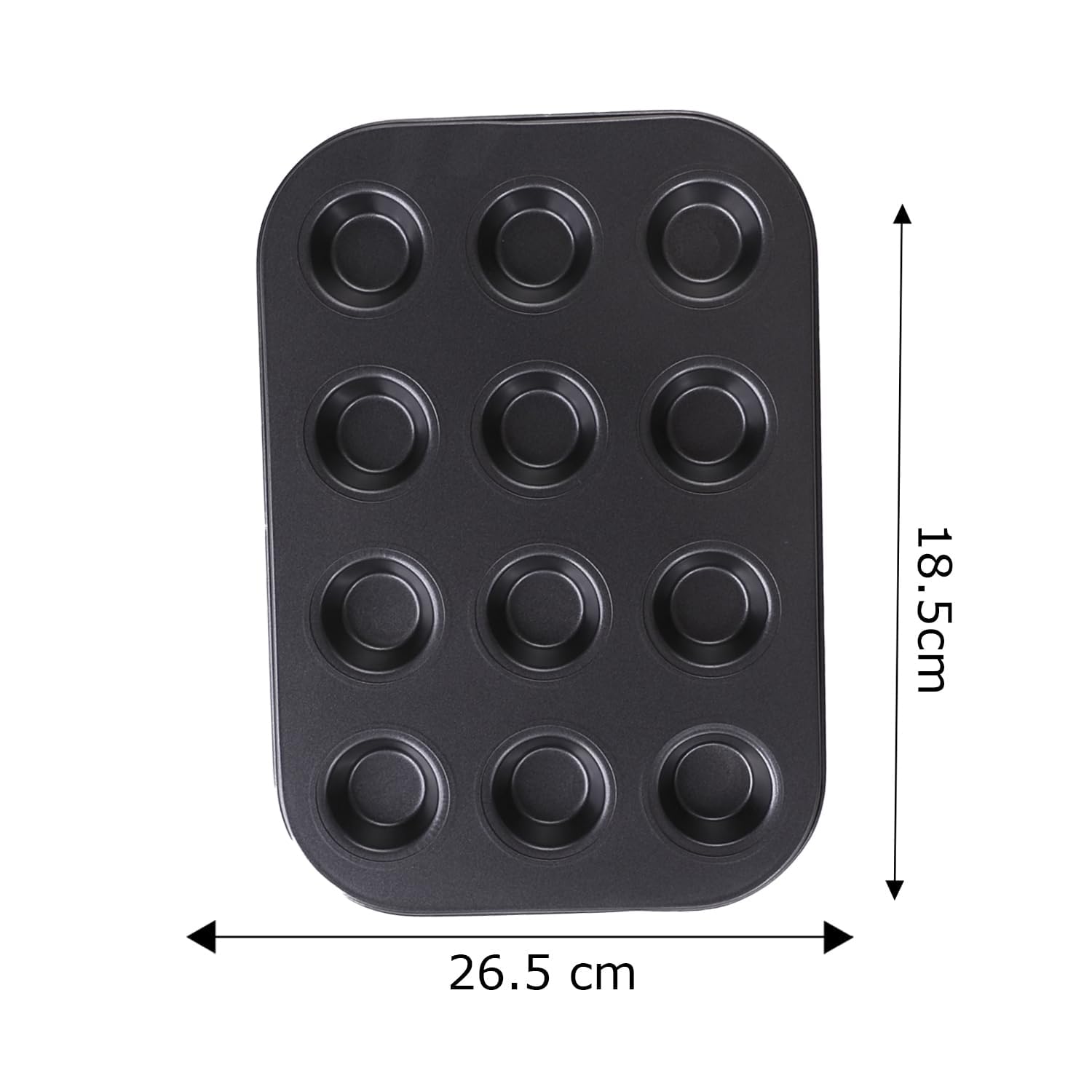 Non-Stick 12-Cup Muffin Pan for Baking Cupcakes, Cakes & Muffins | Premium Carbon Steel Cupcake Tray | Perfect for Home Baking, Parties & Gifts (Black)