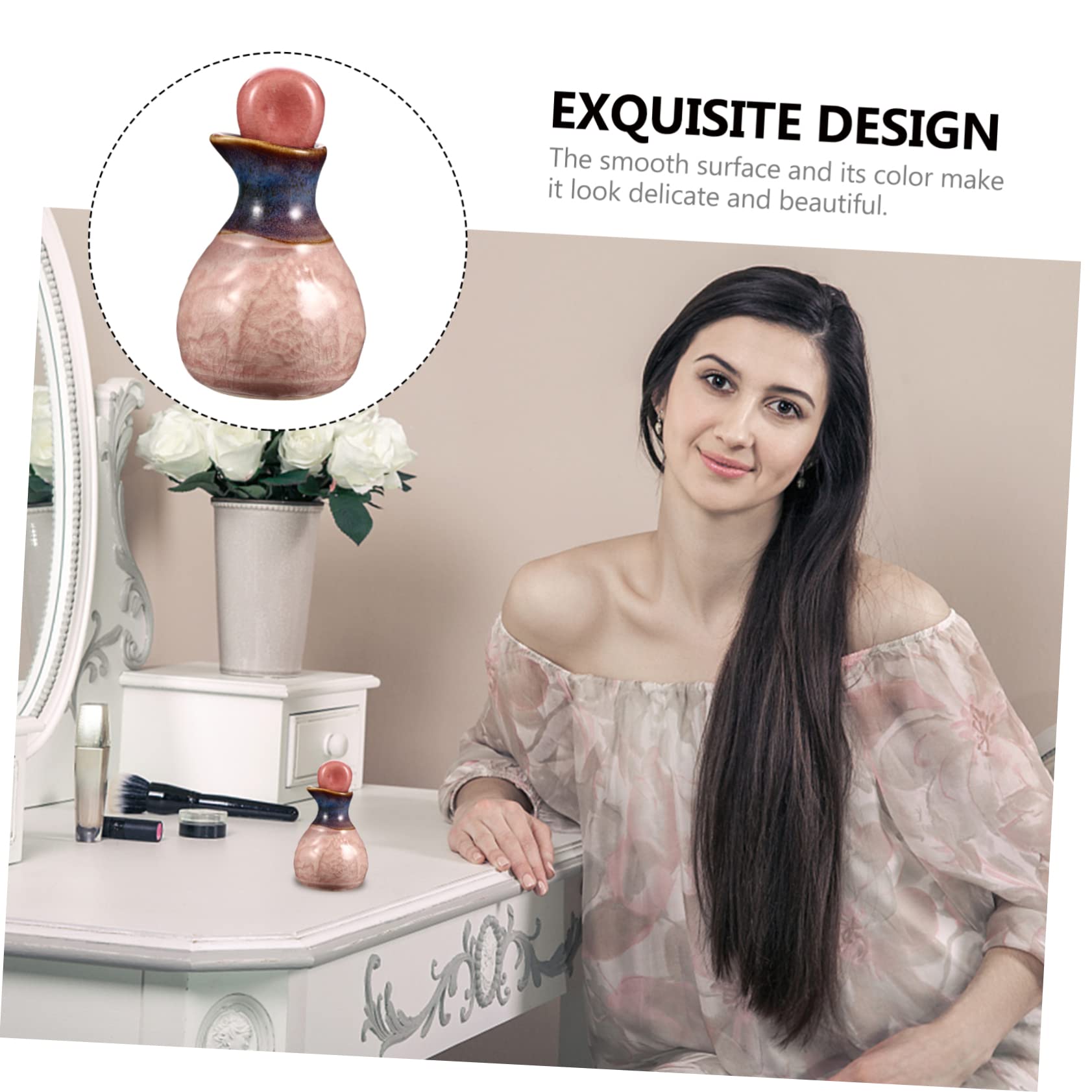 WOONEKY Refillable Ceramic Perfume Oil Bottles - Wide Mouth Empty Perfume Bottle Set for Essential Oils & Aromatherapy - Perfect for Travel, Home Decor & Gift Giving