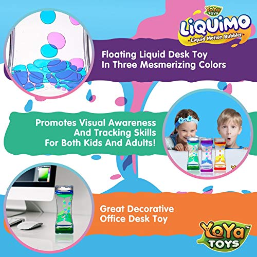 YoYa Toys Liquimo - 3 Pack Calming Liquid Motion Bubbler for Kids & Adults - Sensory Hourglass Timer Toy - Stress Relief & Autism Therapy Tool - Perfect for Classroom, Office, and Home Relaxation