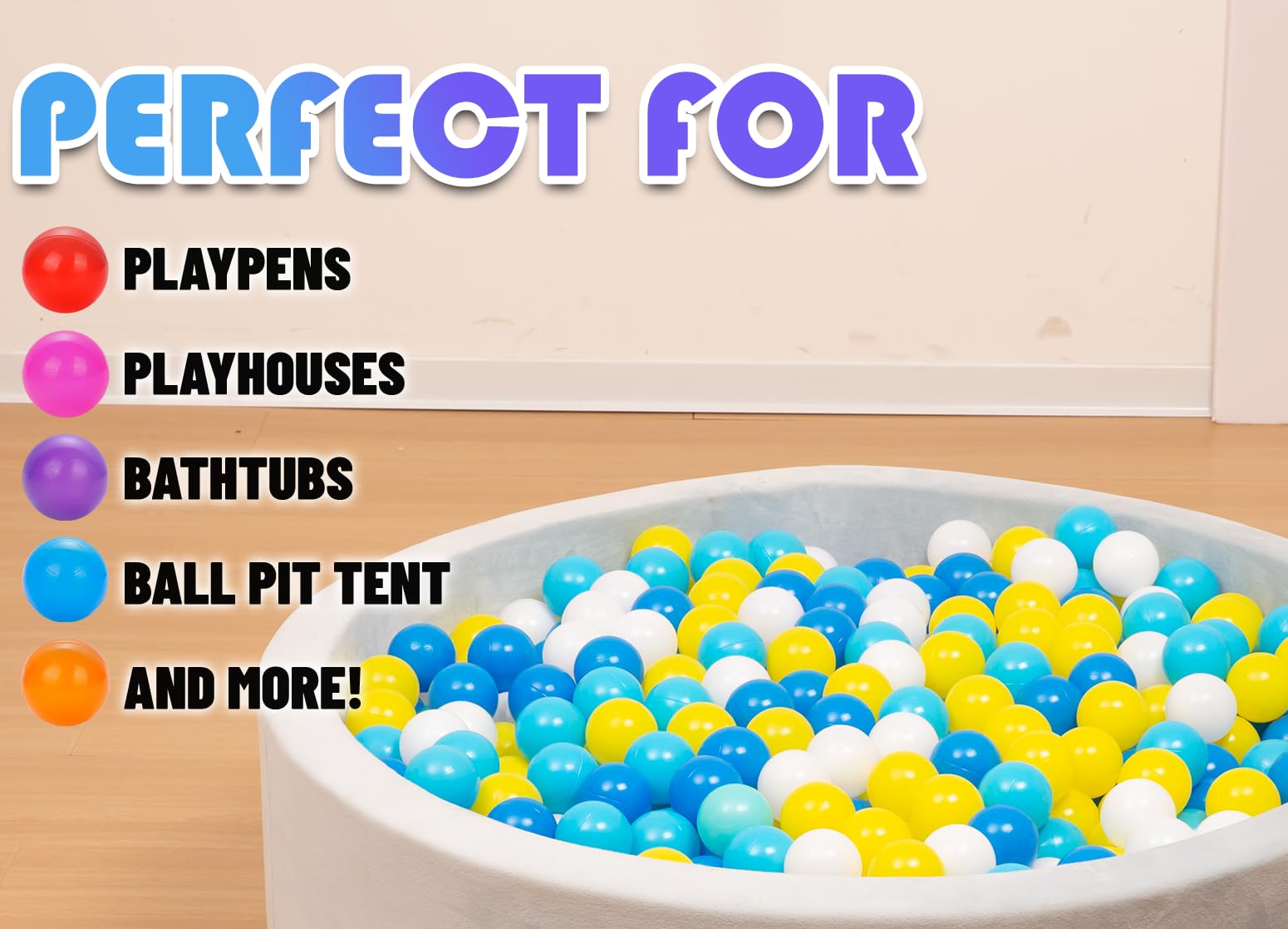 YUFER 1000-Pack Soft BPA-Free Crush Proof Ball Pit Balls for Toddlers 1-3 Years - 2.2 Inch Non-Toxic Play Balls for Kids Pools, Play Tents & Indoor/Outdoor Play Areas - Perfect for Sensory Play, Birthday Parties & Daycare Activities