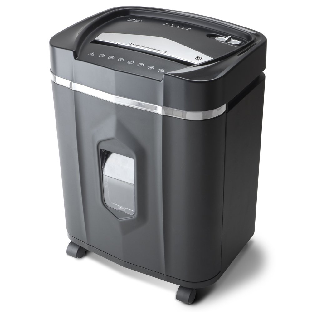 Aurora AU1210MA Professional 12-Sheet Micro-Cut Paper Shredder with CD/Credit Card Slot - 60 Min Continuous Run Time & Includes SL16 Synthetic Oil | Ideal for Office Document Security & Identity Protection