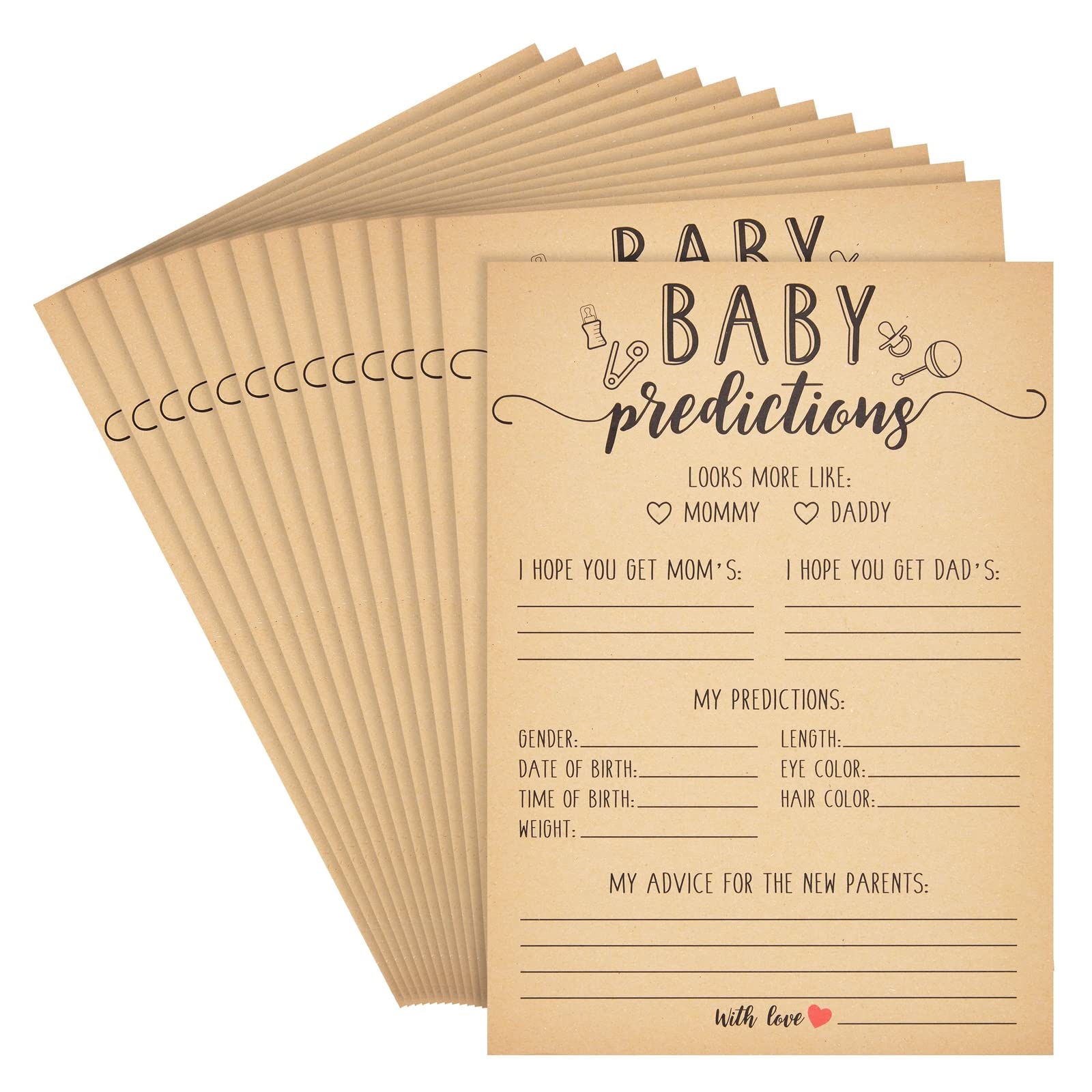 50 Sheets Baby Shower Prediction Cards & Advice Notes - Gender Reveal Game Kit for Party Activities (5x7 Inch) - Perfect for Baby Shower Games, Gender Reveal Parties & Bridal Showers