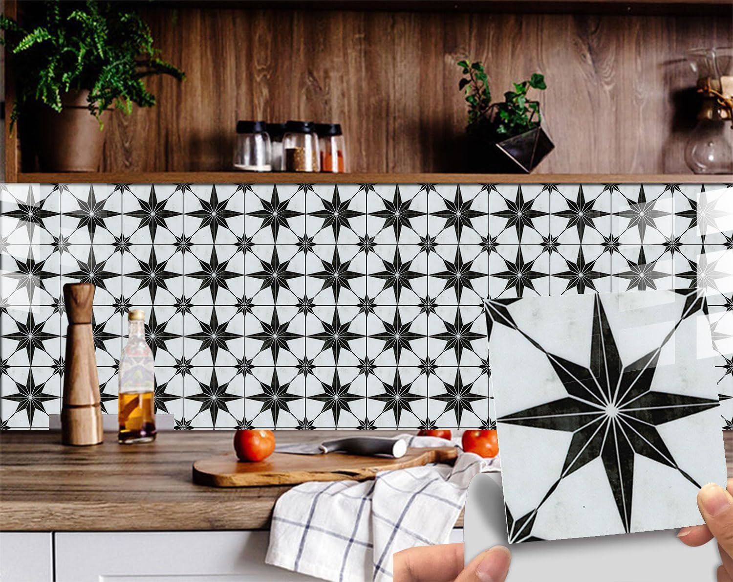 Waterproof & Removable Starry Tile Stickers for Fireplace - Peel and Stick Backsplash Decals (6x6 Inch, 16 Pack) - Perfect for Kitchen, Bathroom, and Home Renovation Projects