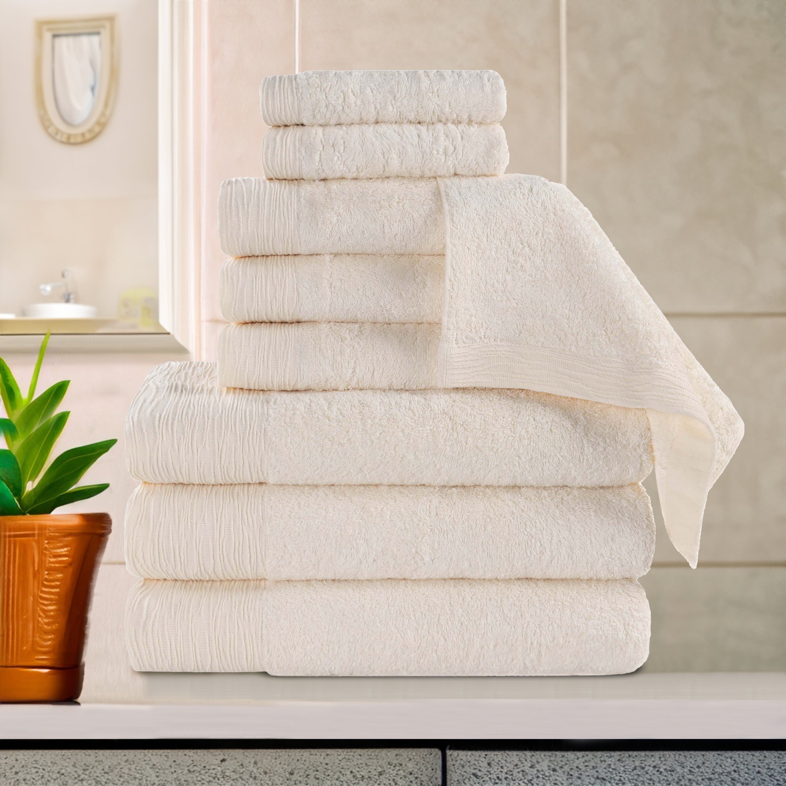 Bamboo Rayon 9-Piece Towel Set - Eco-Friendly, Ultra Soft & Fluffy Bath Towels for Spa, Gym & Home Use