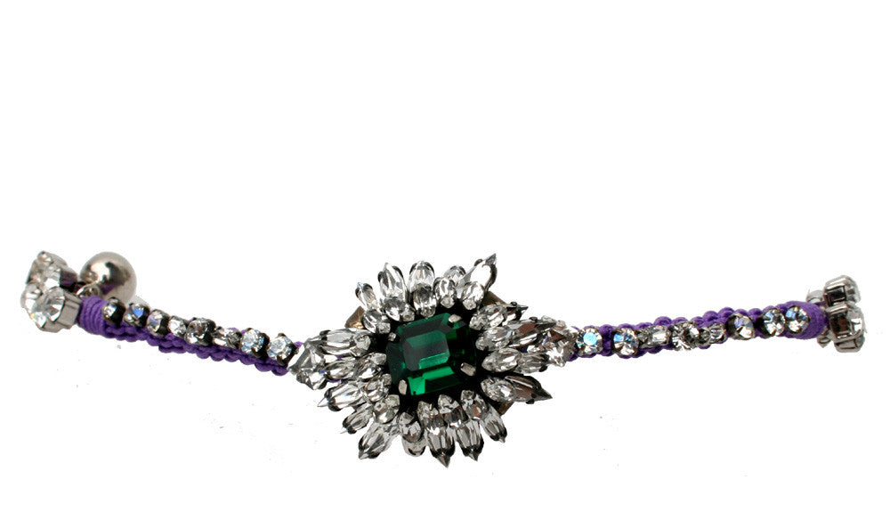 Shourouk Milady Bracelet - Elegant Purple & Green Beaded Bracelet for Women | Perfect for Parties, Weddings & Special Occasions