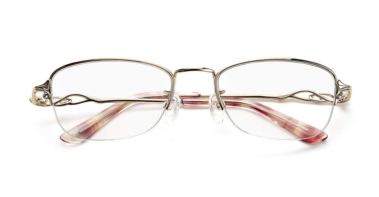 Blue Light Blocking Progressive Multifocal Reading Glasses for Women - Half-Rimless Computer Eyewear for Presbyopia Relief - Perfect for Office Work, Screen Time & Digital Eye Strain Protection