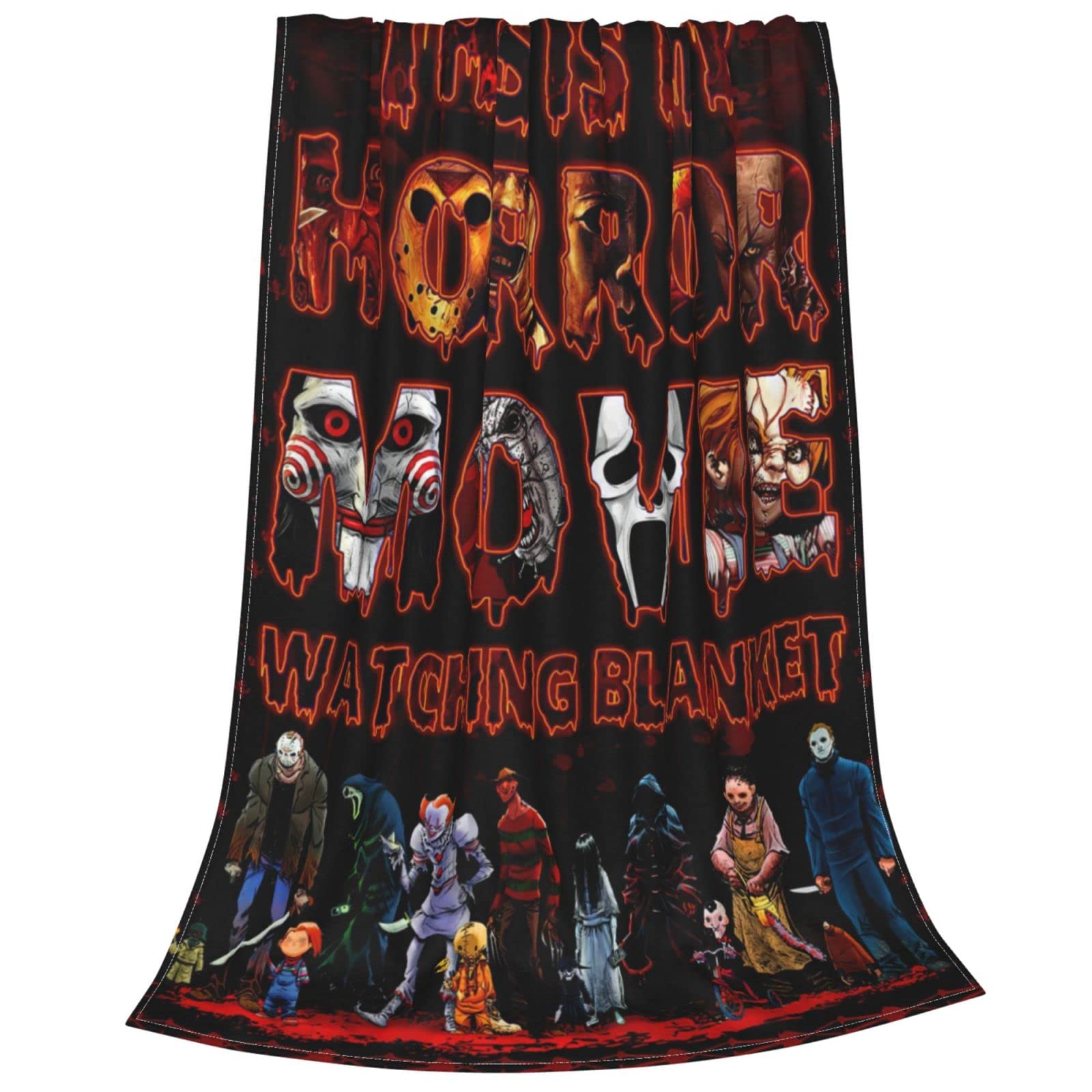 Yawoum Soft Fleece Horror Movie Blanket - Warm Fluffy Plush Throw for Halloween, 80
