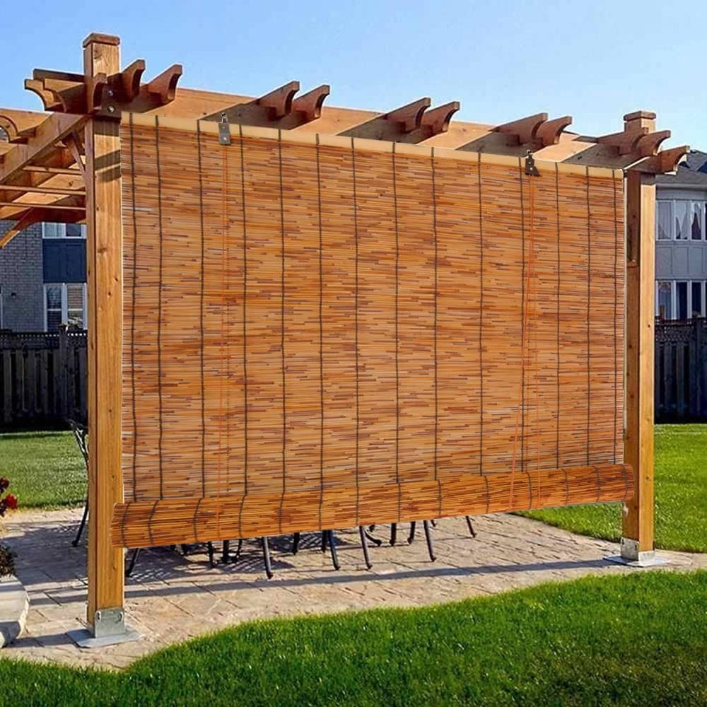 Natural Bamboo Roller Shades - Light Filtering Sun Block Roll Up Blind Curtain (16
