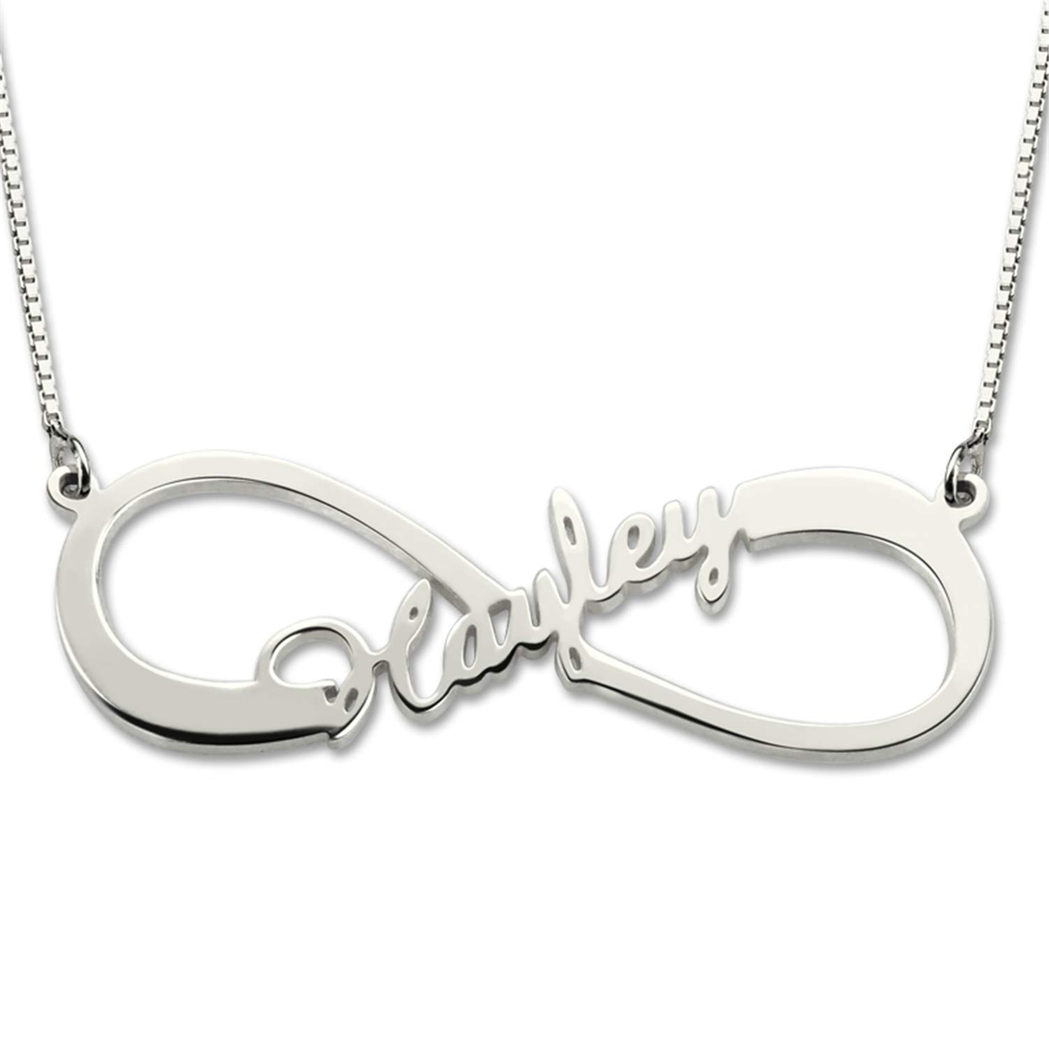 Personalized Infinity Name Necklace - Custom Family Name Pendant in Brass | Eternal Infinity Jewelry Gift for Mom, Wife, Daughter | Anniversary, Birthday, Mother's Day Present