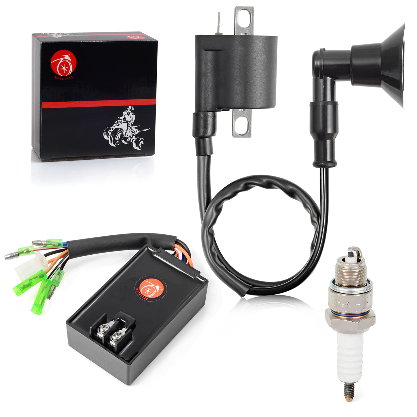Polaris Sportsman 90 Predator 90 CDI Box & Ignition Coil Spark Plug Kit (2003-2006) - Compatible with Part #0451018 - Perfect for ATV Engine Performance & Off-Road Adventure Upgrades